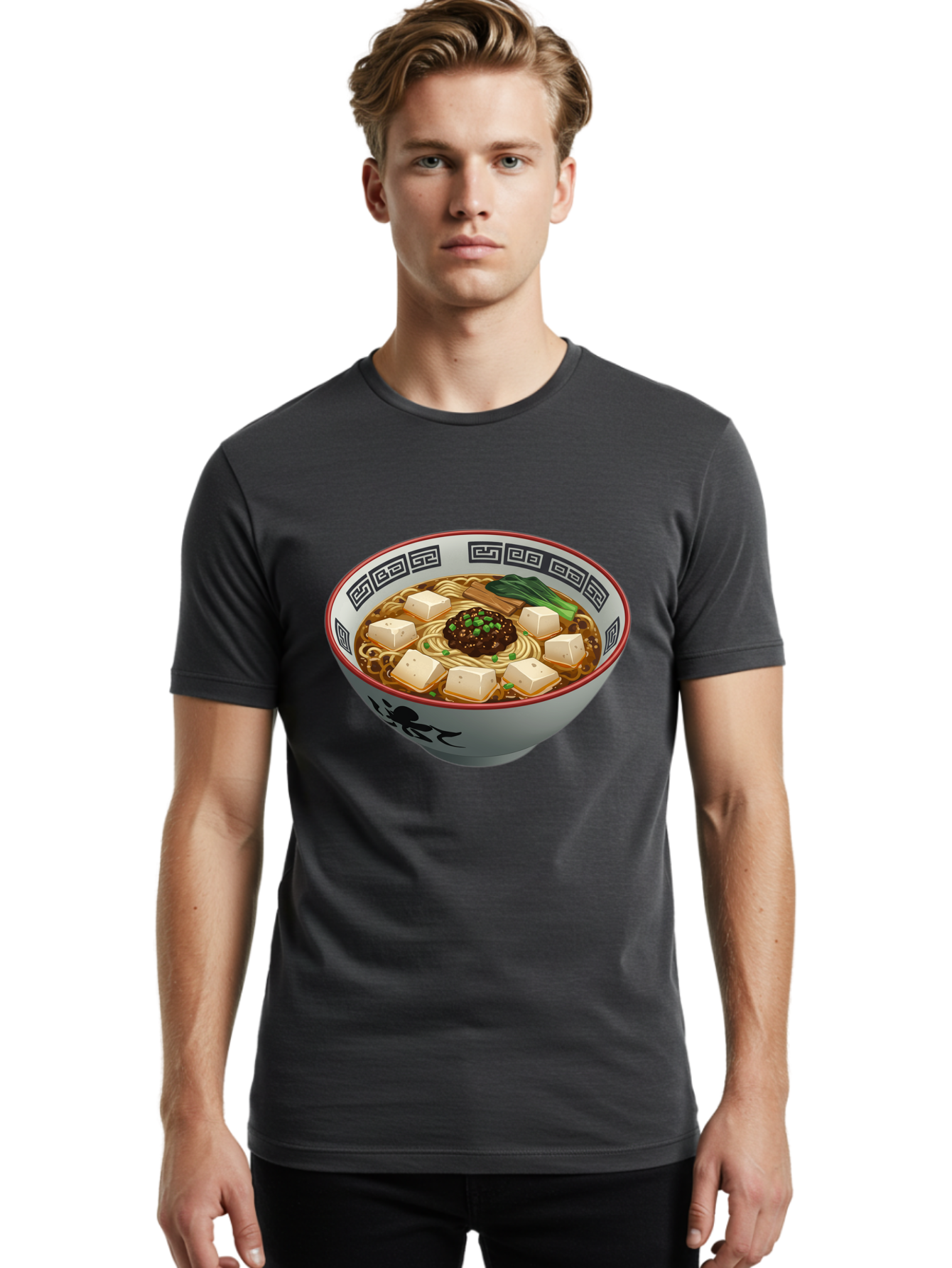 Bowl-Of-Ramen-2 Men'S Graphic Tee, 100% Cotton, Comfortable Casual Summer Wear, Machine Washable, Ramen Noodles, Noodle Soup, Japanese Cuisine, Tofu, Bok Choy, Savory Broth, Asian-Inspired, Delicious Meal, Comforting Food, Hot Soup, Baa198