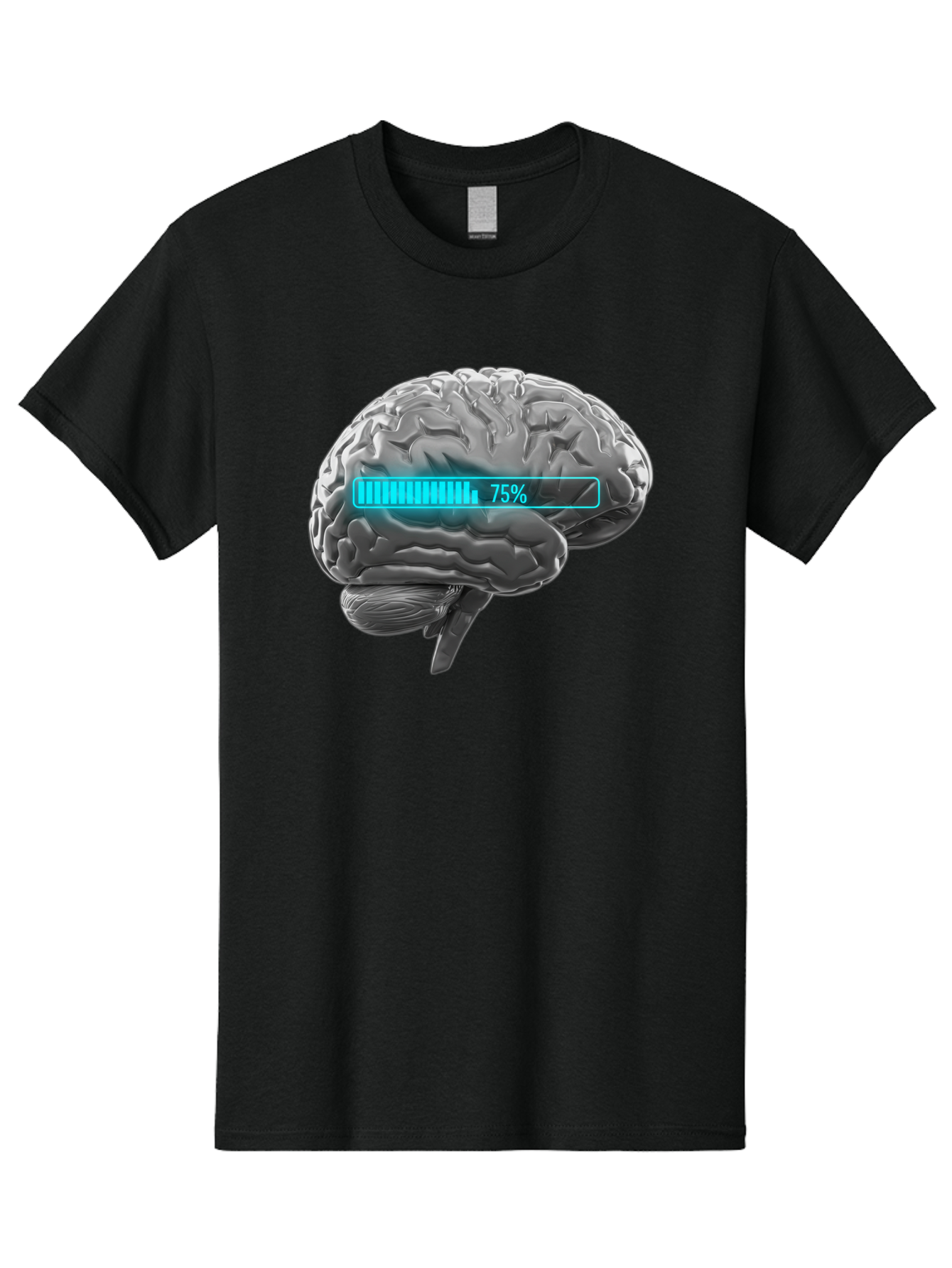 Brain-75 Men'S Graphic Tee, 100% Cotton, Comfortable Casual Summer Wear, Machine Washable, Human Brain, Cognitive Function, Mental Capacity, Brain Activity, Neurological Health, Mental Performance, 75% Battery, Brain Power Baa203