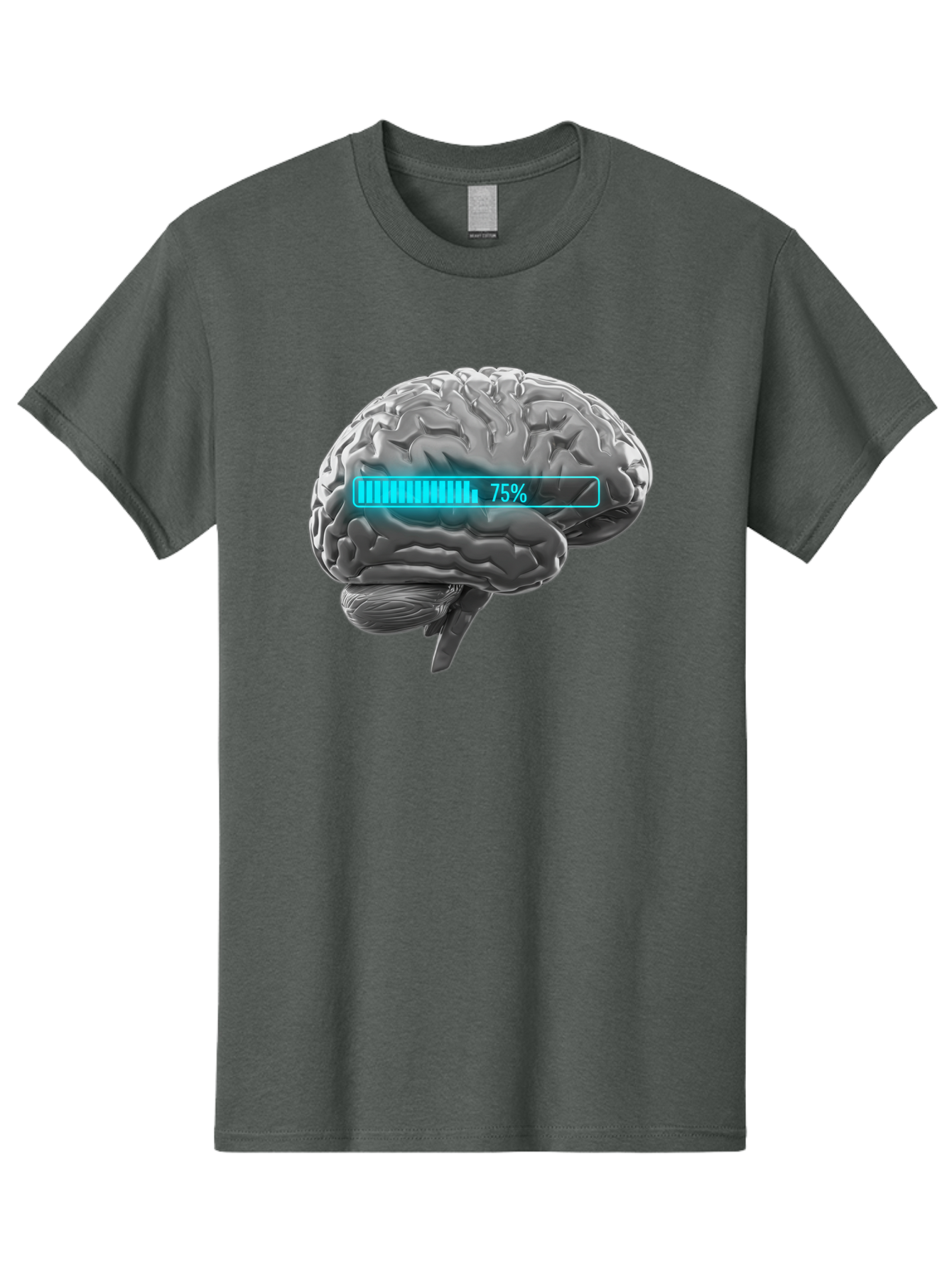 Brain-75 Men'S Graphic Tee, 100% Cotton, Comfortable Casual Summer Wear, Machine Washable, Human Brain, Cognitive Function, Mental Capacity, Brain Activity, Neurological Health, Mental Performance, 75% Battery, Brain Power Baa203