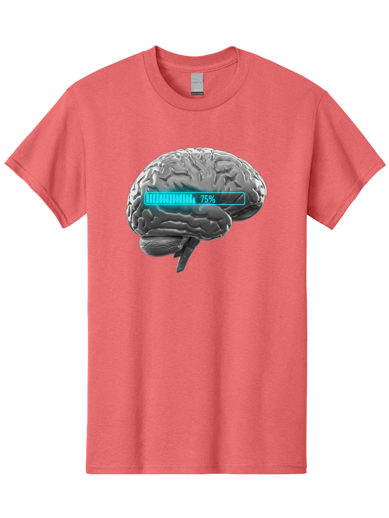 Brain-75 Men'S Graphic Tee, 100% Cotton, Comfortable Casual Summer Wear, Machine Washable, Human Brain, Cognitive Function, Mental Capacity, Brain Activity, Neurological Health, Mental Performance, 75% Battery, Brain Power Baa203