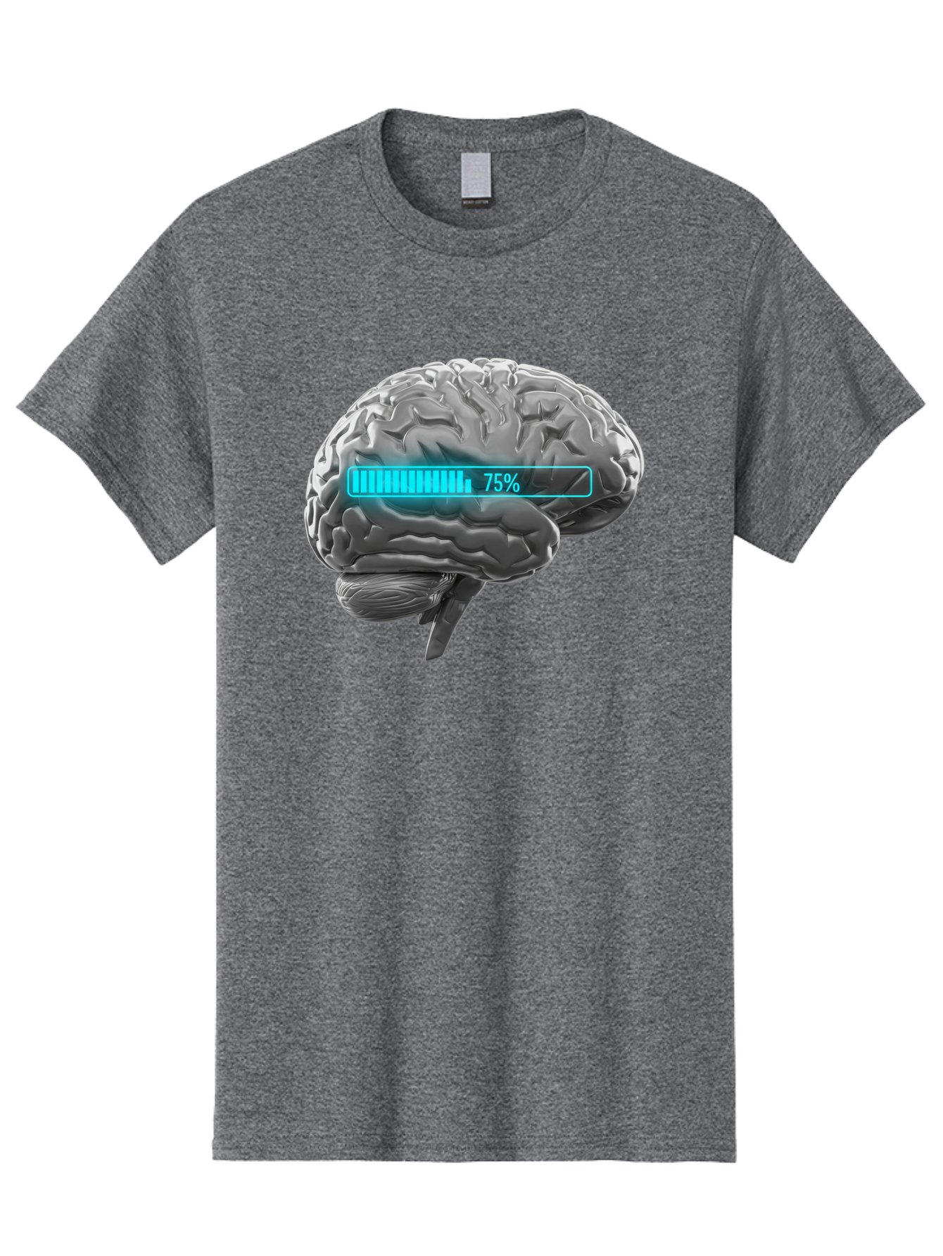 Brain-75 Men'S Graphic Tee, 100% Cotton, Comfortable Casual Summer Wear, Machine Washable, Human Brain, Cognitive Function, Mental Capacity, Brain Activity, Neurological Health, Mental Performance, 75% Battery, Brain Power Baa203