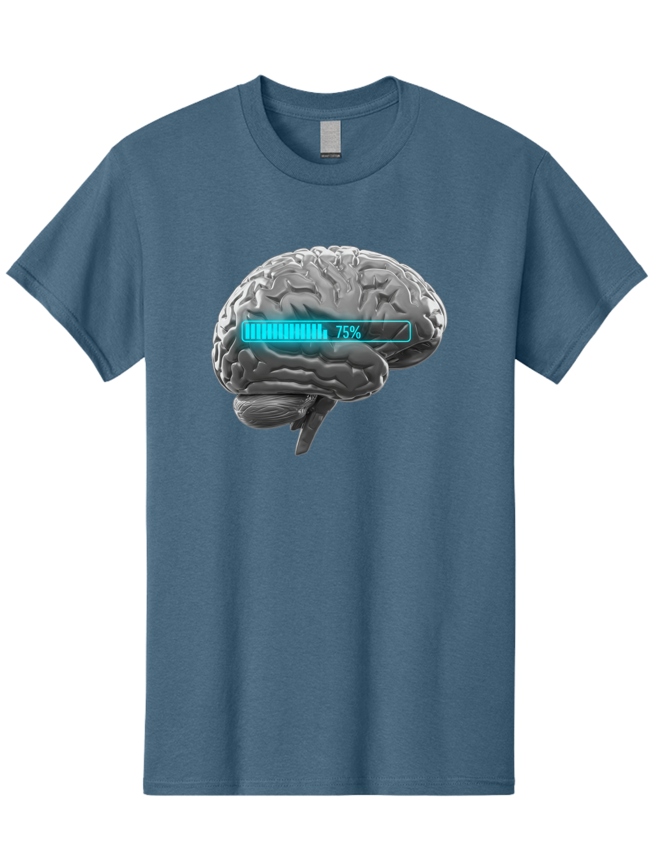 Brain-75 Men'S Graphic Tee, 100% Cotton, Comfortable Casual Summer Wear, Machine Washable, Human Brain, Cognitive Function, Mental Capacity, Brain Activity, Neurological Health, Mental Performance, 75% Battery, Brain Power Baa203