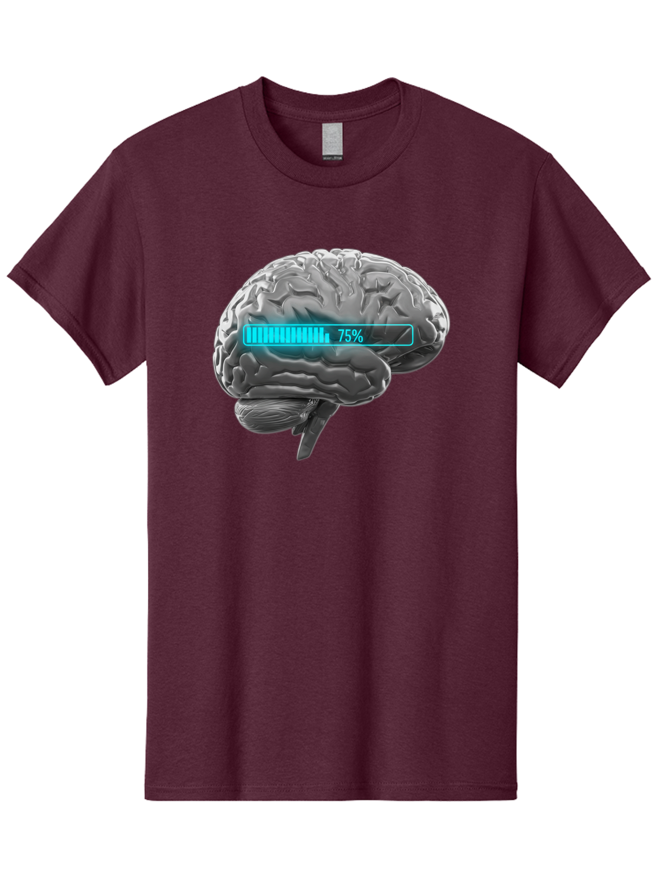 Brain-75 Men'S Graphic Tee, 100% Cotton, Comfortable Casual Summer Wear, Machine Washable, Human Brain, Cognitive Function, Mental Capacity, Brain Activity, Neurological Health, Mental Performance, 75% Battery, Brain Power Baa203