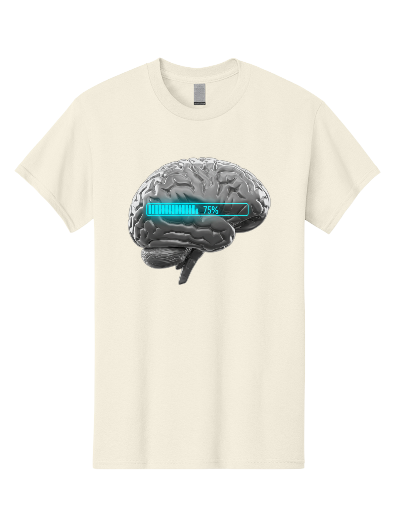 Brain-75 Men'S Graphic Tee, 100% Cotton, Comfortable Casual Summer Wear, Machine Washable, Human Brain, Cognitive Function, Mental Capacity, Brain Activity, Neurological Health, Mental Performance, 75% Battery, Brain Power Baa203