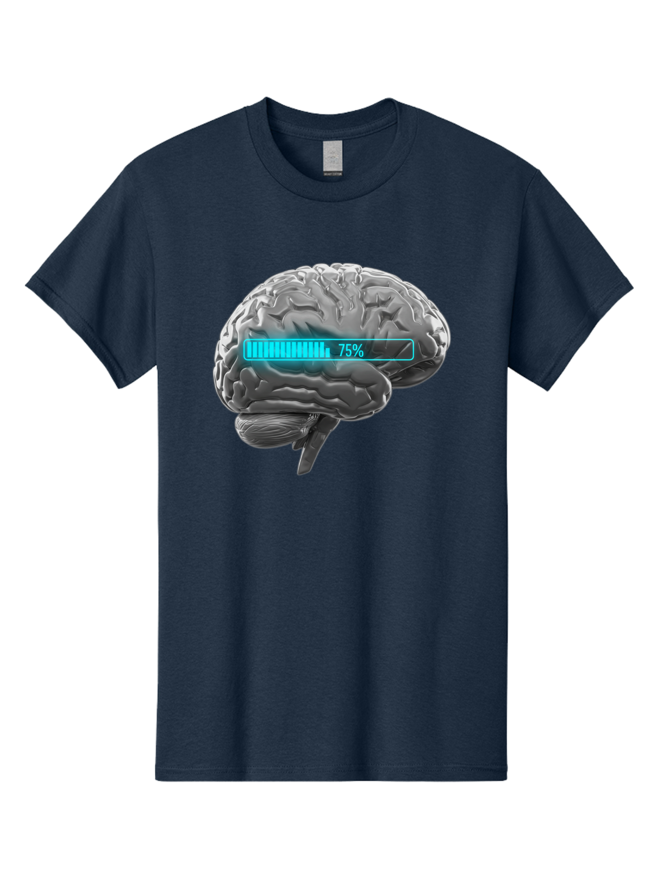 Brain-75 Men'S Graphic Tee, 100% Cotton, Comfortable Casual Summer Wear, Machine Washable, Human Brain, Cognitive Function, Mental Capacity, Brain Activity, Neurological Health, Mental Performance, 75% Battery, Brain Power Baa203