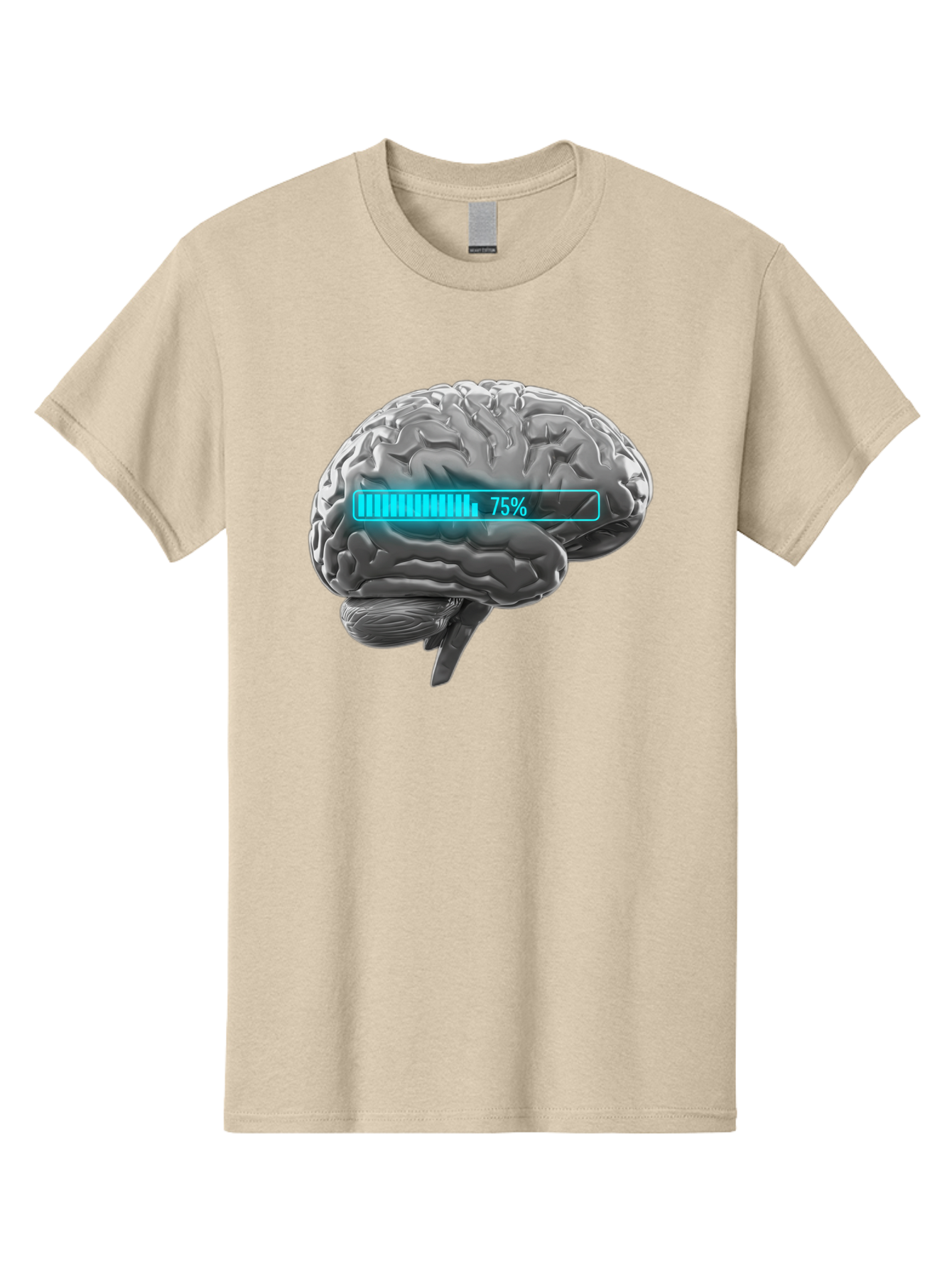 Brain-75 Men'S Graphic Tee, 100% Cotton, Comfortable Casual Summer Wear, Machine Washable, Human Brain, Cognitive Function, Mental Capacity, Brain Activity, Neurological Health, Mental Performance, 75% Battery, Brain Power Baa203