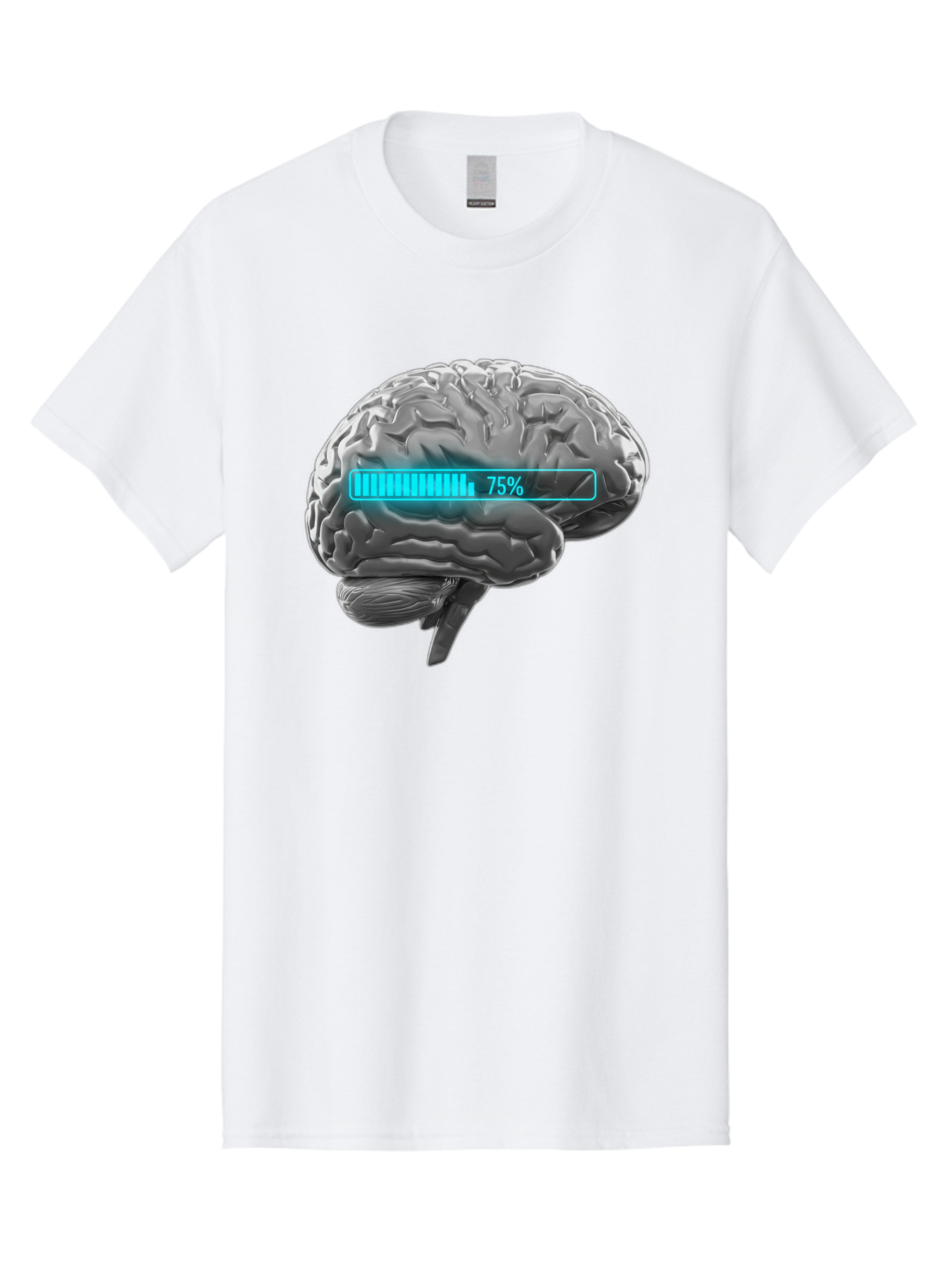 Brain-75 Men'S Graphic Tee, 100% Cotton, Comfortable Casual Summer Wear, Machine Washable, Human Brain, Cognitive Function, Mental Capacity, Brain Activity, Neurological Health, Mental Performance, 75% Battery, Brain Power Baa203