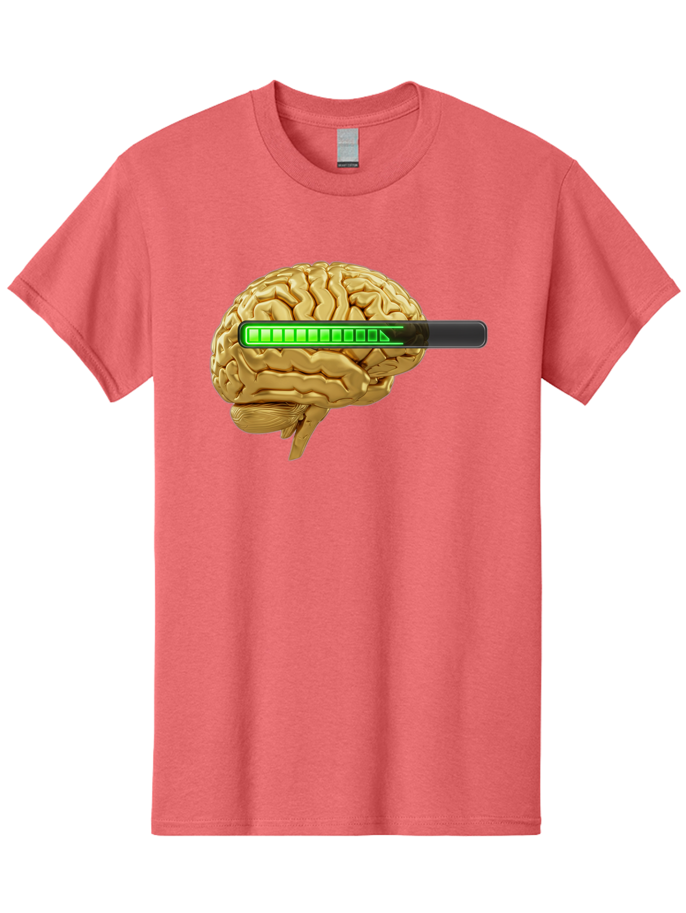 Brain-Battery Men'S Graphic Tee, 100% Cotton, Comfortable Casual Summer Wear, Machine Washable, Human Brain, Charging Battery, Digital Illustration, Green Battery Bar, Cognitive Enhancement, Brain Power, Neuroscience, Futuristic Concept, Baa204