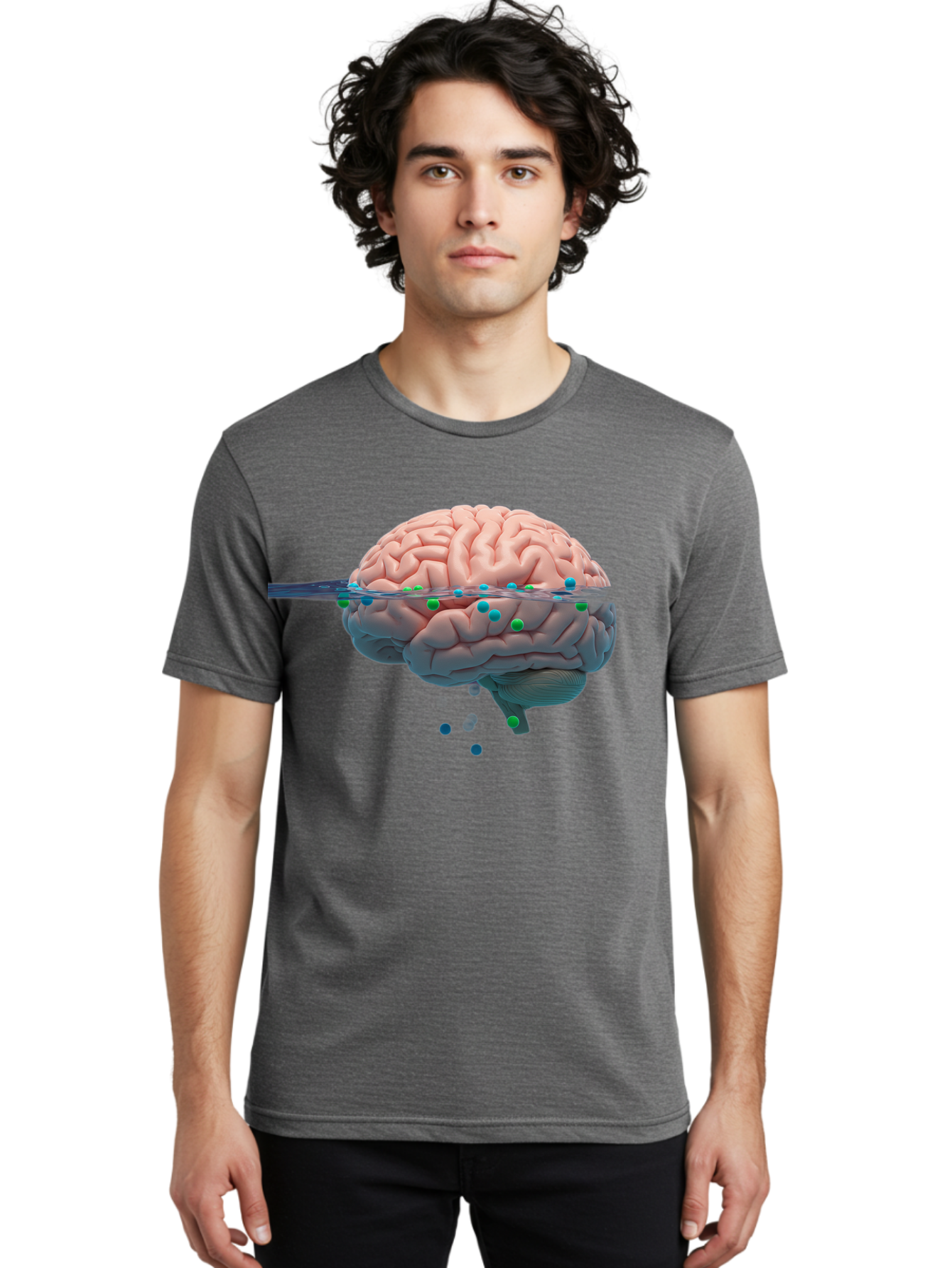 Brain-Being-Siphoned Men'S Graphic Tee, 100% Cotton, Comfortable Casual Summer Wear, Machine Washable, Human Brain, Neuroscience, Cognitive Function, Neurological Research, Brain Health, Neural Activity, Science Illustration, Medical Art, Baa205