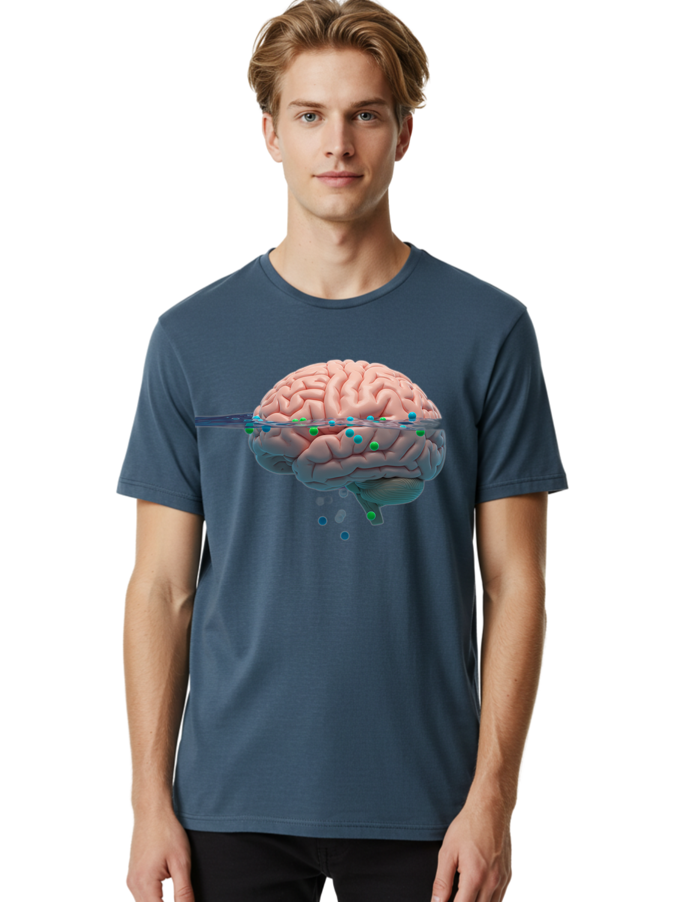 Brain-Being-Siphoned Men'S Graphic Tee, 100% Cotton, Comfortable Casual Summer Wear, Machine Washable, Human Brain, Neuroscience, Cognitive Function, Neurological Research, Brain Health, Neural Activity, Science Illustration, Medical Art, Baa205