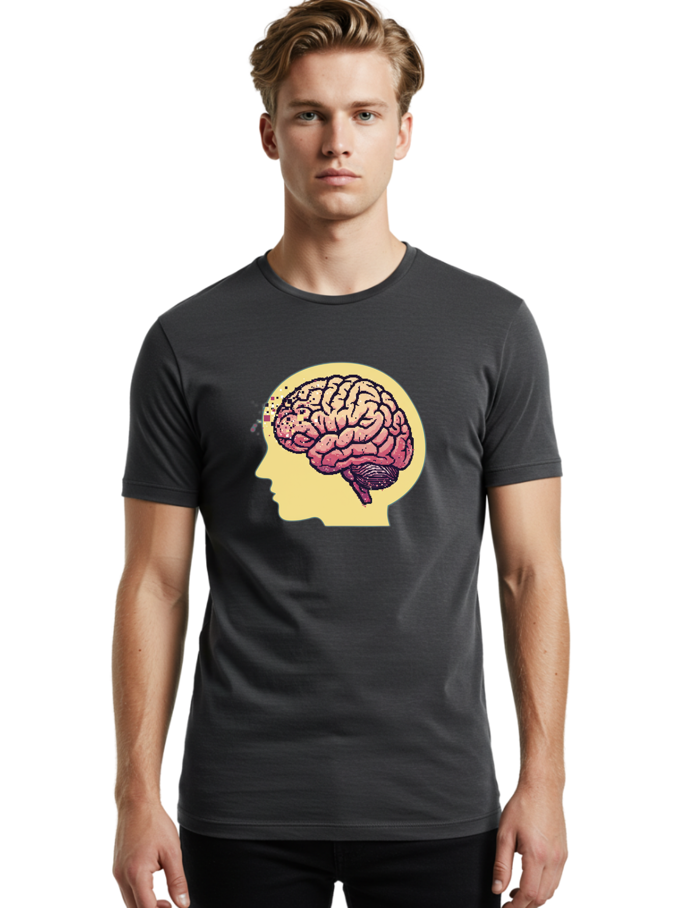 Brain-Drain Men'S Graphic Tee, 100% Cotton, Comfortable Casual Summer Wear, Machine Washable, Human Brain, Neuroscience, Mental Health, Cognitive Function, Psychology, Brain Activity, Thought Process, Neurological Disorder, Baa207