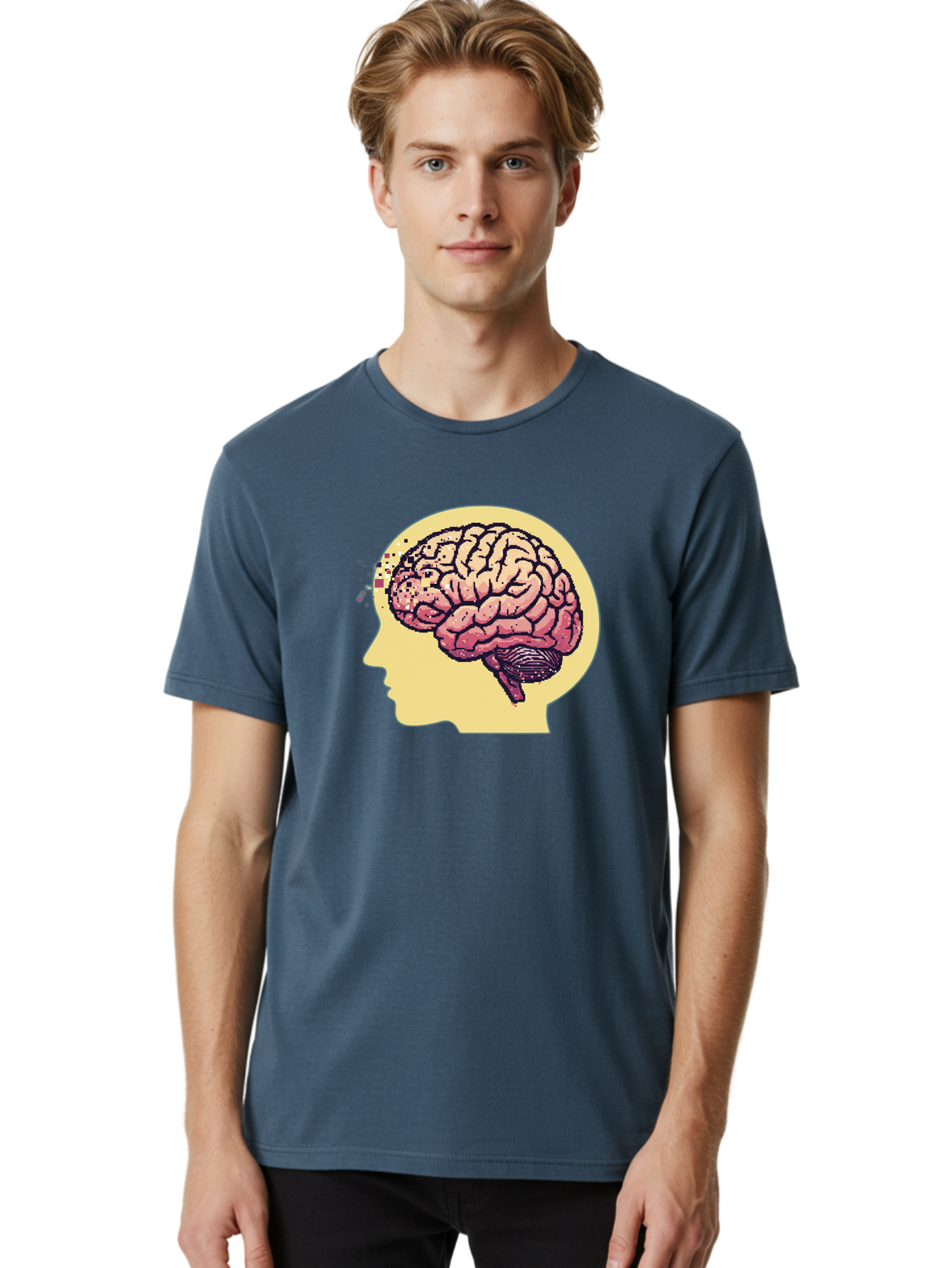 Brain-Drain Men'S Graphic Tee, 100% Cotton, Comfortable Casual Summer Wear, Machine Washable, Human Brain, Neuroscience, Mental Health, Cognitive Function, Psychology, Brain Activity, Thought Process, Neurological Disorder, Baa207