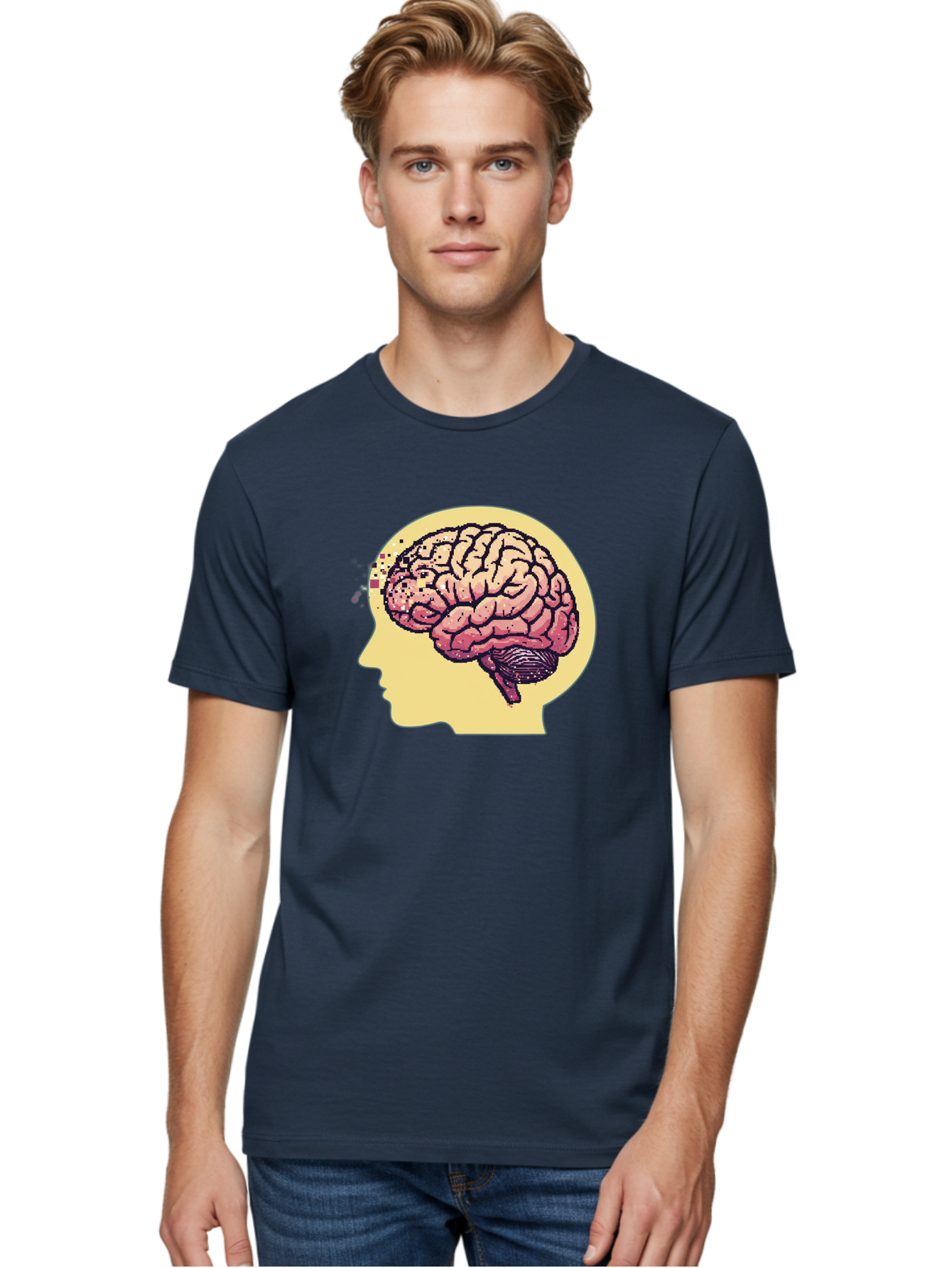 Brain-Drain Men'S Graphic Tee, 100% Cotton, Comfortable Casual Summer Wear, Machine Washable, Human Brain, Neuroscience, Mental Health, Cognitive Function, Psychology, Brain Activity, Thought Process, Neurological Disorder, Baa207