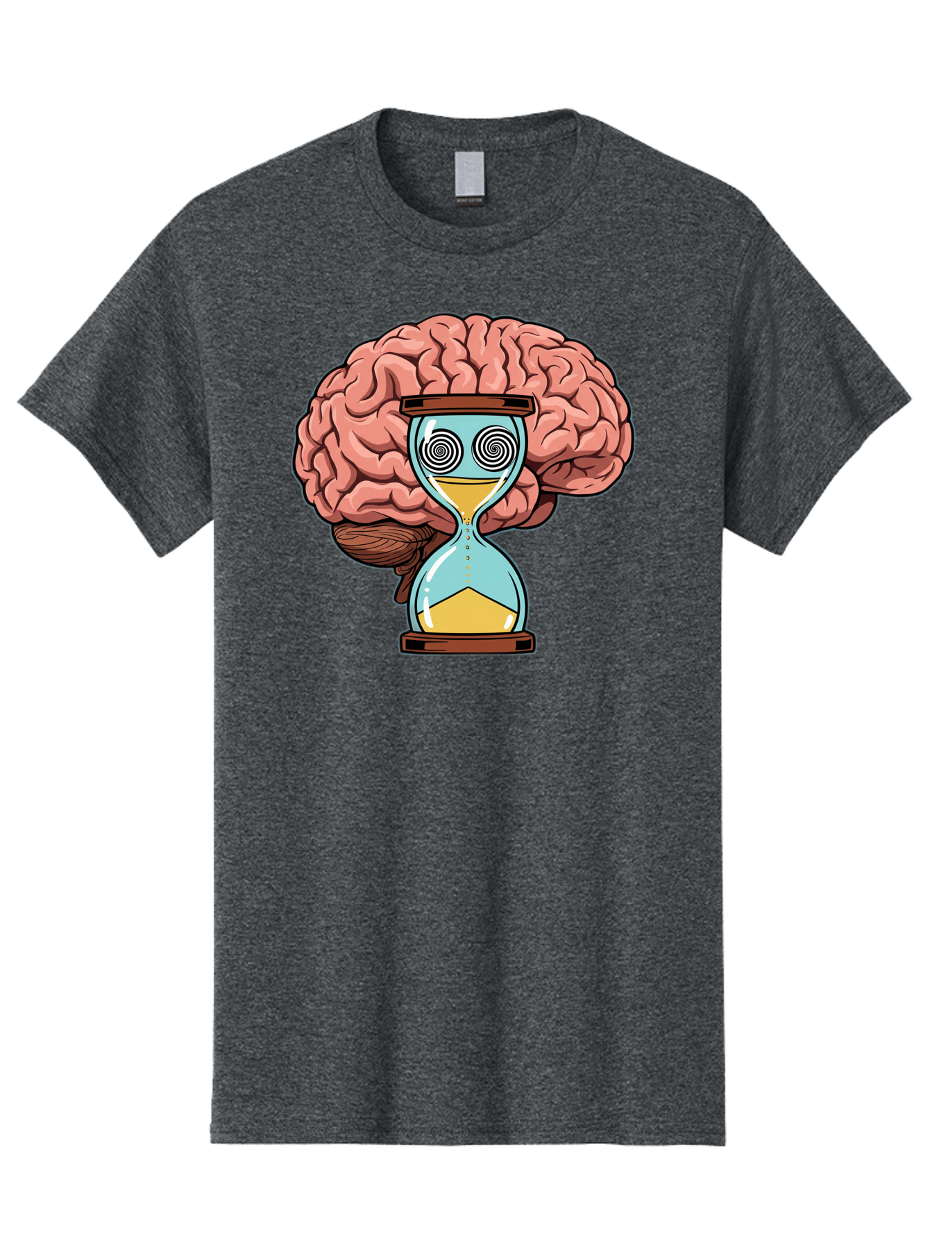 Brain-Hourglass Men'S Graphic Tee, 100% Cotton, Comfortable Casual Summer Wear, Machine Washable, Hourglass With Brain, Time Management, Productivity, Cognitive Function, Mental Clarity, Spiral Eyes, Sand Timer, Creative Thinking Baa208