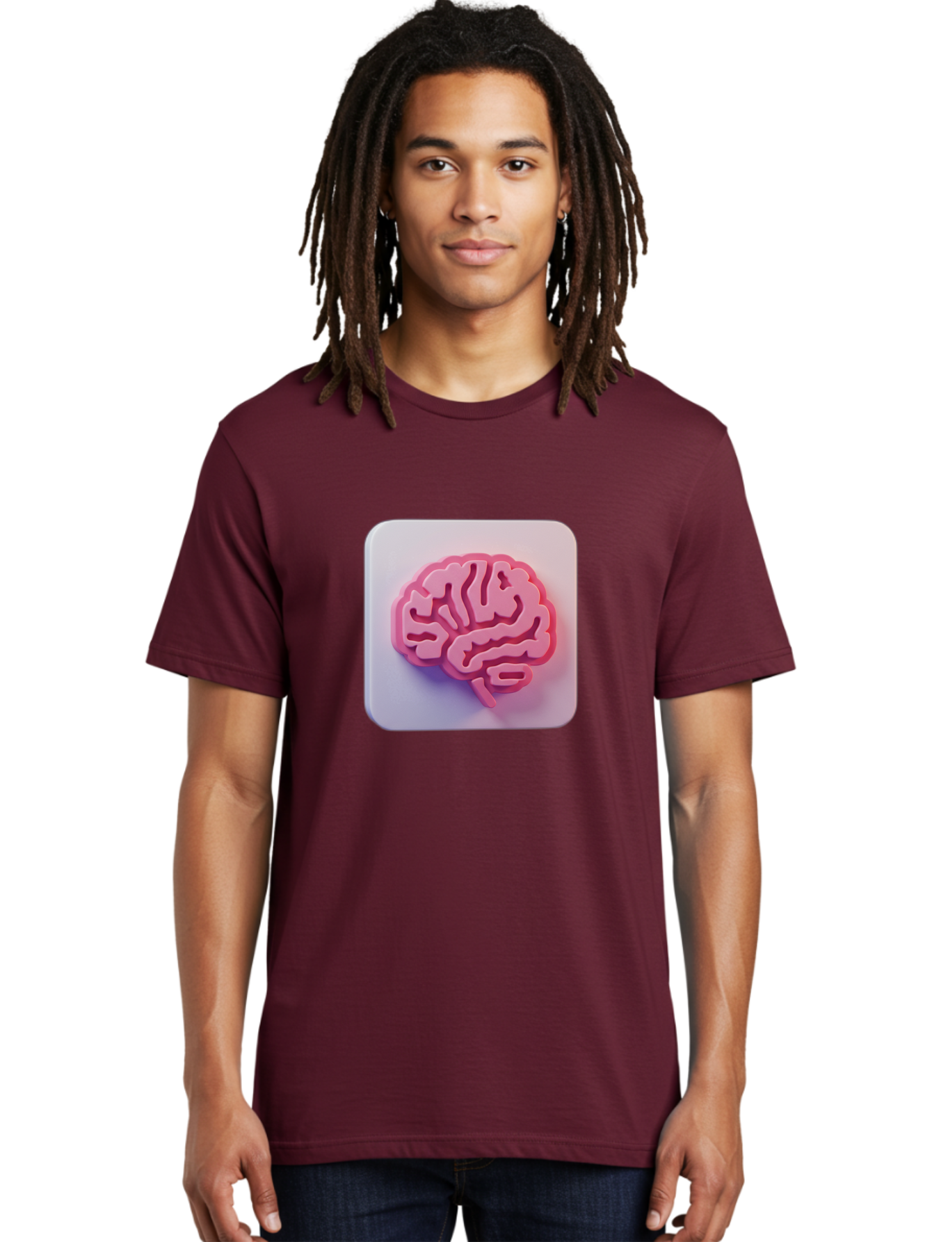 Brain-Icon Men'S Graphic Tee, 100% Cotton, Comfortable Casual Summer Wear, Machine Washable, Pink Brain Icon, Human Brain, Cognitive Function, Neuroscience, Brain Health, Medical Illustration, 3D Model Baa210