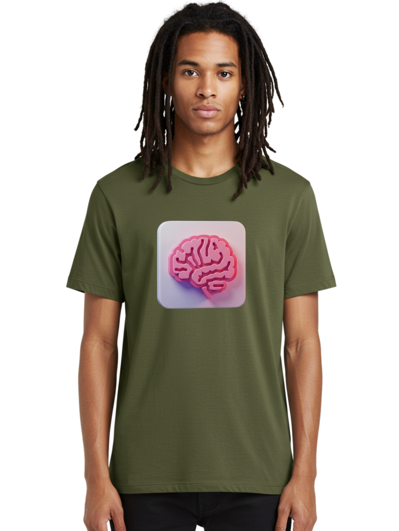 Brain-Icon Men'S Graphic Tee, 100% Cotton, Comfortable Casual Summer Wear, Machine Washable, Pink Brain Icon, Human Brain, Cognitive Function, Neuroscience, Brain Health, Medical Illustration, 3D Model Baa210