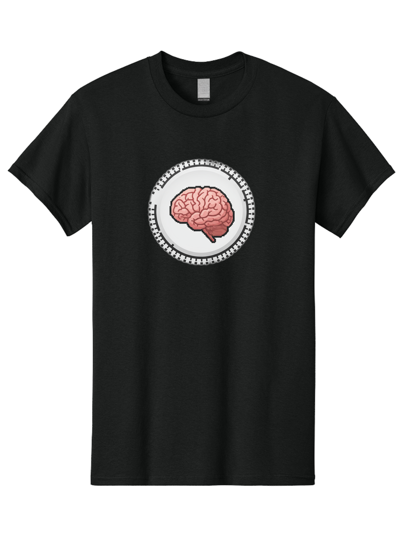 Brain-Puzzle-Piece Men'S Graphic Tee, 100% Cotton, Comfortable Casual Summer Wear, Machine Washable, Human Brain Illustration, Digital Art, Cognitive Function, Neuroscience, Puzzle Piece, Pink And White Colors, Black Outline Baa212
