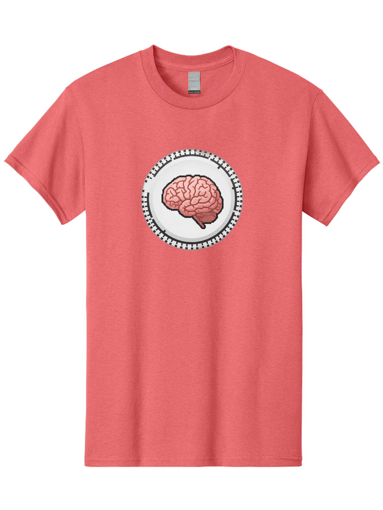 Brain-Puzzle-Piece Men'S Graphic Tee, 100% Cotton, Comfortable Casual Summer Wear, Machine Washable, Human Brain Illustration, Digital Art, Cognitive Function, Neuroscience, Puzzle Piece, Pink And White Colors, Black Outline Baa212