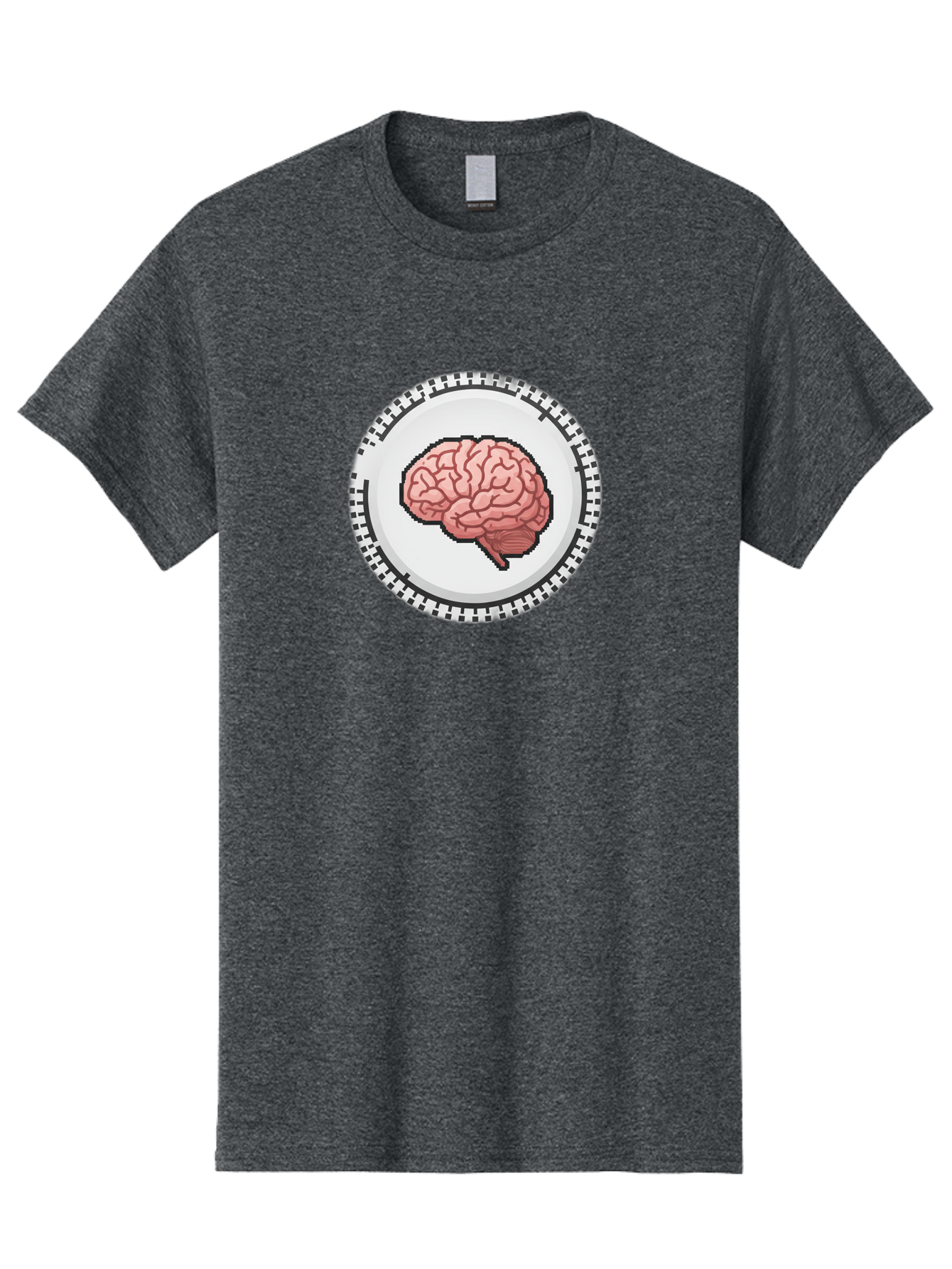 Brain-Puzzle-Piece Men'S Graphic Tee, 100% Cotton, Comfortable Casual Summer Wear, Machine Washable, Human Brain Illustration, Digital Art, Cognitive Function, Neuroscience, Puzzle Piece, Pink And White Colors, Black Outline Baa212
