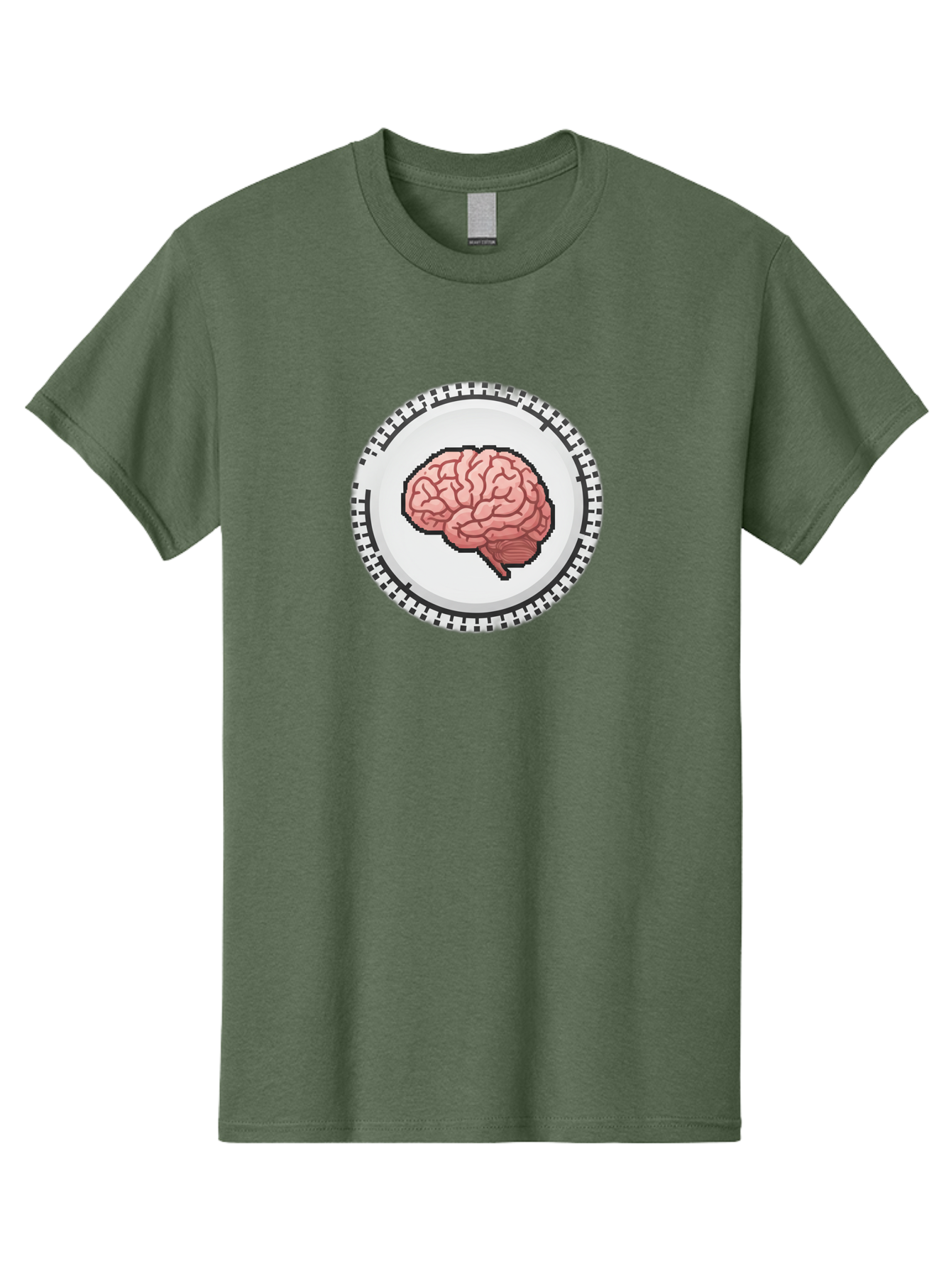 Brain-Puzzle-Piece Men'S Graphic Tee, 100% Cotton, Comfortable Casual Summer Wear, Machine Washable, Human Brain Illustration, Digital Art, Cognitive Function, Neuroscience, Puzzle Piece, Pink And White Colors, Black Outline Baa212