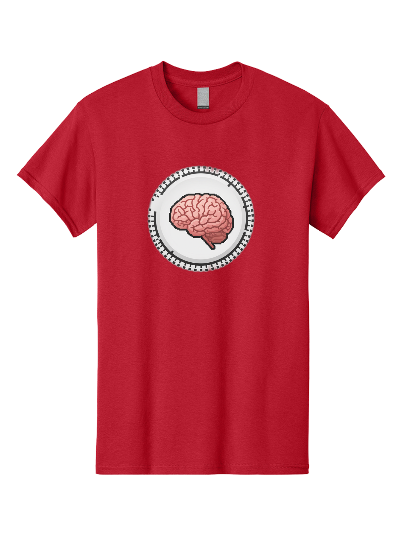 Brain-Puzzle-Piece Men'S Graphic Tee, 100% Cotton, Comfortable Casual Summer Wear, Machine Washable, Human Brain Illustration, Digital Art, Cognitive Function, Neuroscience, Puzzle Piece, Pink And White Colors, Black Outline Baa212