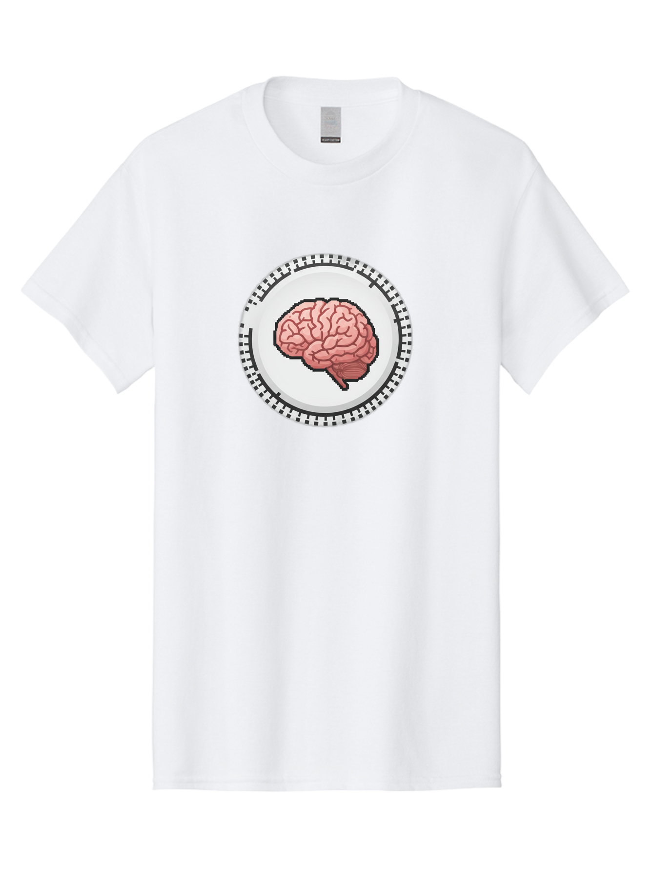 Brain-Puzzle-Piece Men'S Graphic Tee, 100% Cotton, Comfortable Casual Summer Wear, Machine Washable, Human Brain Illustration, Digital Art, Cognitive Function, Neuroscience, Puzzle Piece, Pink And White Colors, Black Outline Baa212