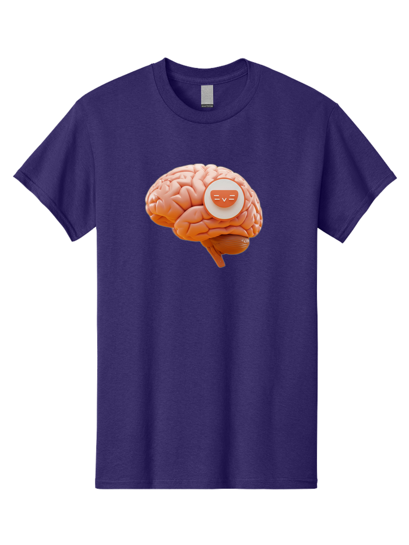 Brain-With-Emoji Men'S Graphic Tee, 100% Cotton, Comfortable Casual Summer Wear, Machine Washable, Human Brain, Smiley Face, Emoticon, Facial Expression, Happiness, 3D Rendering, Digital Art, Creative Design, Brain Illustration, Cute Character Baa214