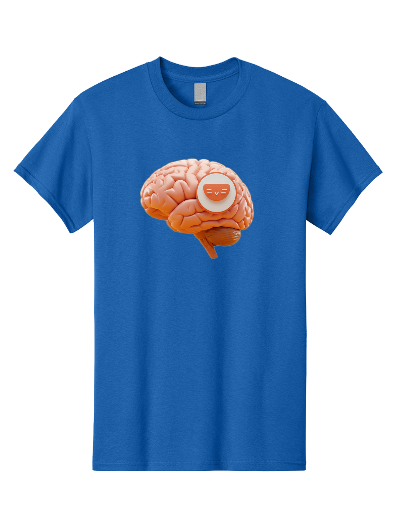 Brain-With-Emoji Men'S Graphic Tee, 100% Cotton, Comfortable Casual Summer Wear, Machine Washable, Human Brain, Smiley Face, Emoticon, Facial Expression, Happiness, 3D Rendering, Digital Art, Creative Design, Brain Illustration, Cute Character Baa214