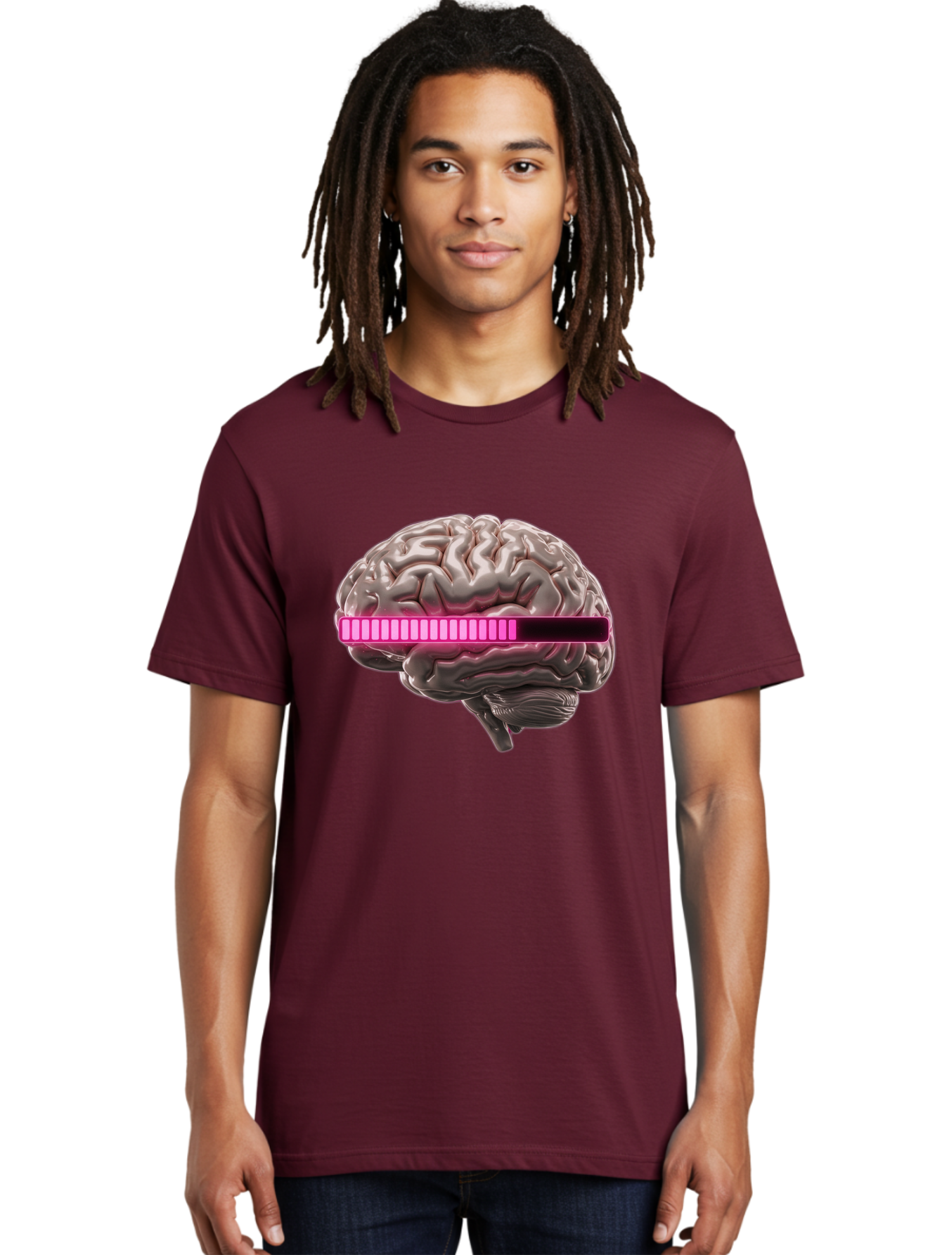 Brain-With-Equalizer Men'S Graphic Tee, 100% Cotton, Comfortable Casual Summer Wear, Machine Washable, Human Brain, Sound Equalizer, Music Visualization, Audio Technology, Neuroscience, Cognitive Function, Digital Art, Futuristic Design Baa215