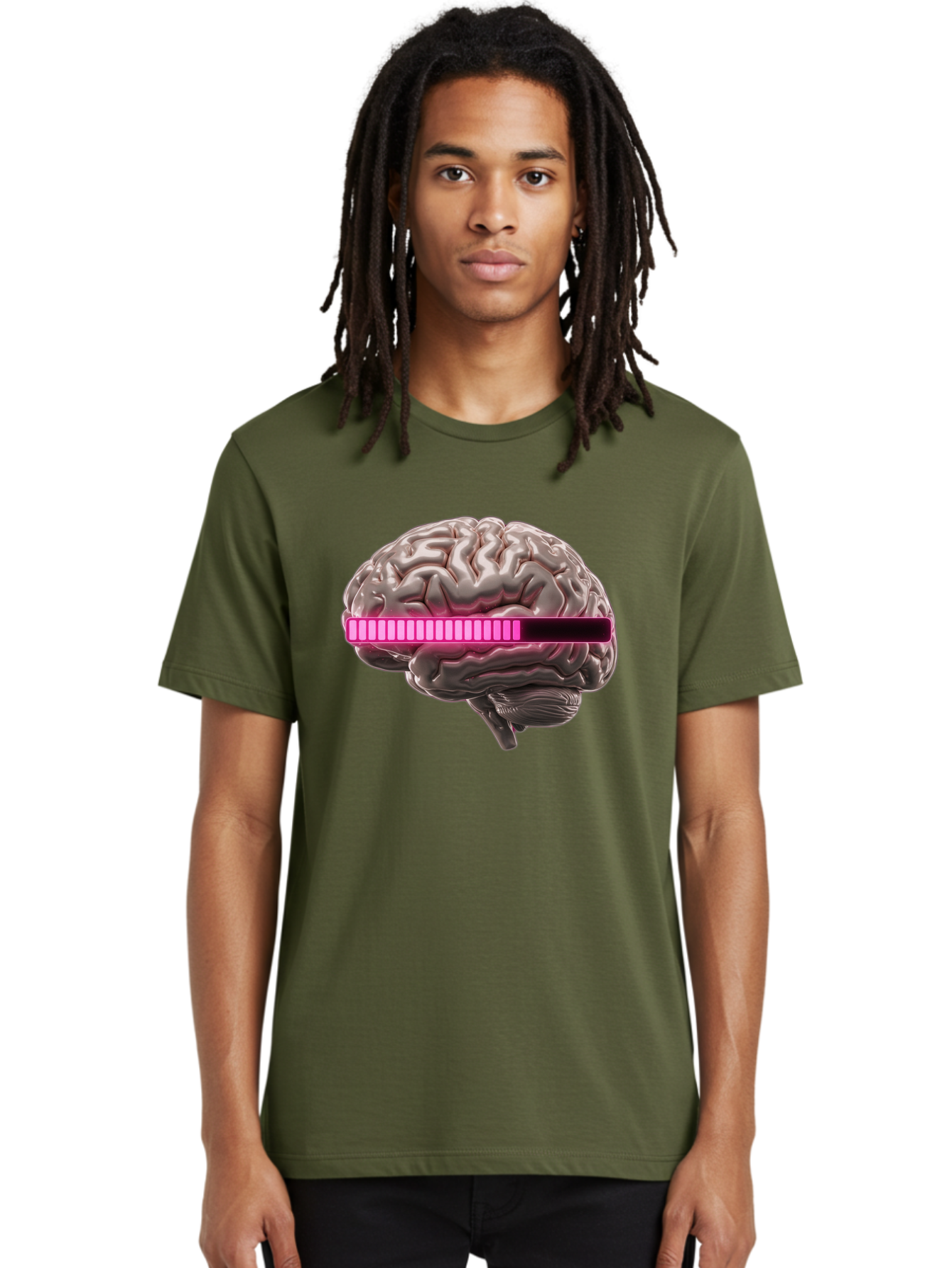 Brain-With-Equalizer Men'S Graphic Tee, 100% Cotton, Comfortable Casual Summer Wear, Machine Washable, Human Brain, Sound Equalizer, Music Visualization, Audio Technology, Neuroscience, Cognitive Function, Digital Art, Futuristic Design Baa215