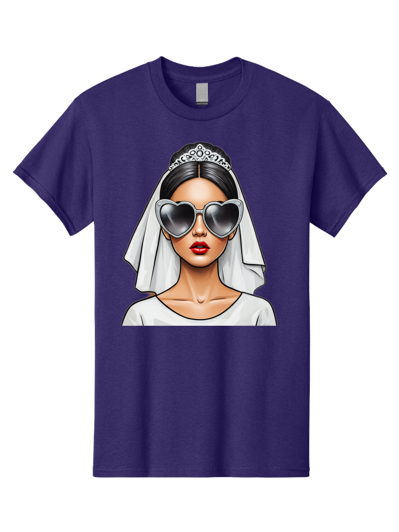 Bride-1 Men'S Graphic Tee, 100% Cotton, Comfortable Casual Summer Wear, Machine Washable, Bride Wearing Sunglasses, Heart-Shaped Shades, White Veil, Red Lips, Elegant Style, Fashionable Bride, Modern Wedding Attire, Trendy Accessories Baa218