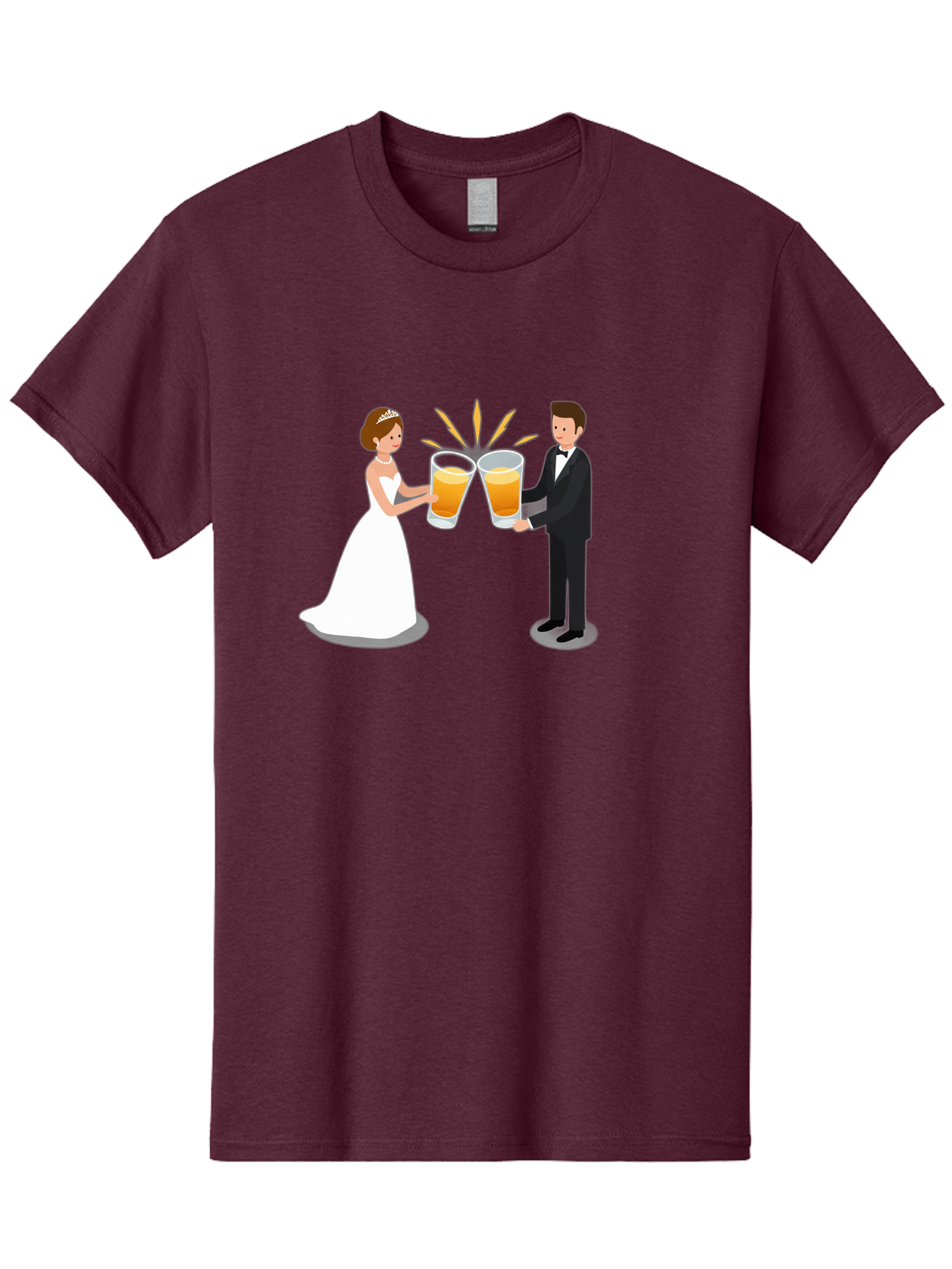 Bride-And-Groom-Cheers-1 Men'S Graphic Tee, 100% Cotton, Comfortable Casual Summer Wear, Machine Washable, Bride And Groom Toasting, Wedding Celebration, Beer Cheers, Love And Happiness, Newlyweds, Couple Goals, Marriage Bliss, Toast To Love, Baa219