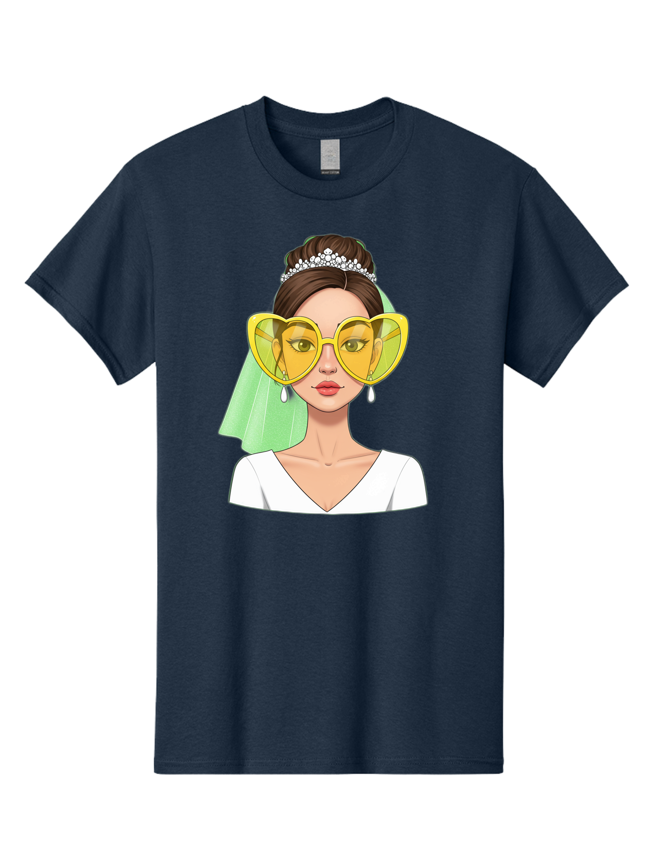 Bride-Heart-Sunglasses Men'S Graphic Tee, 100% Cotton, Comfortable Casual Summer Wear, Machine Washable, Bride With Heart-Shaped Sunglasses, Wedding Accessories, Fashionable Eyewear, Elegant Attire, Wedding Jewelry, Glamorous Look, Baa225