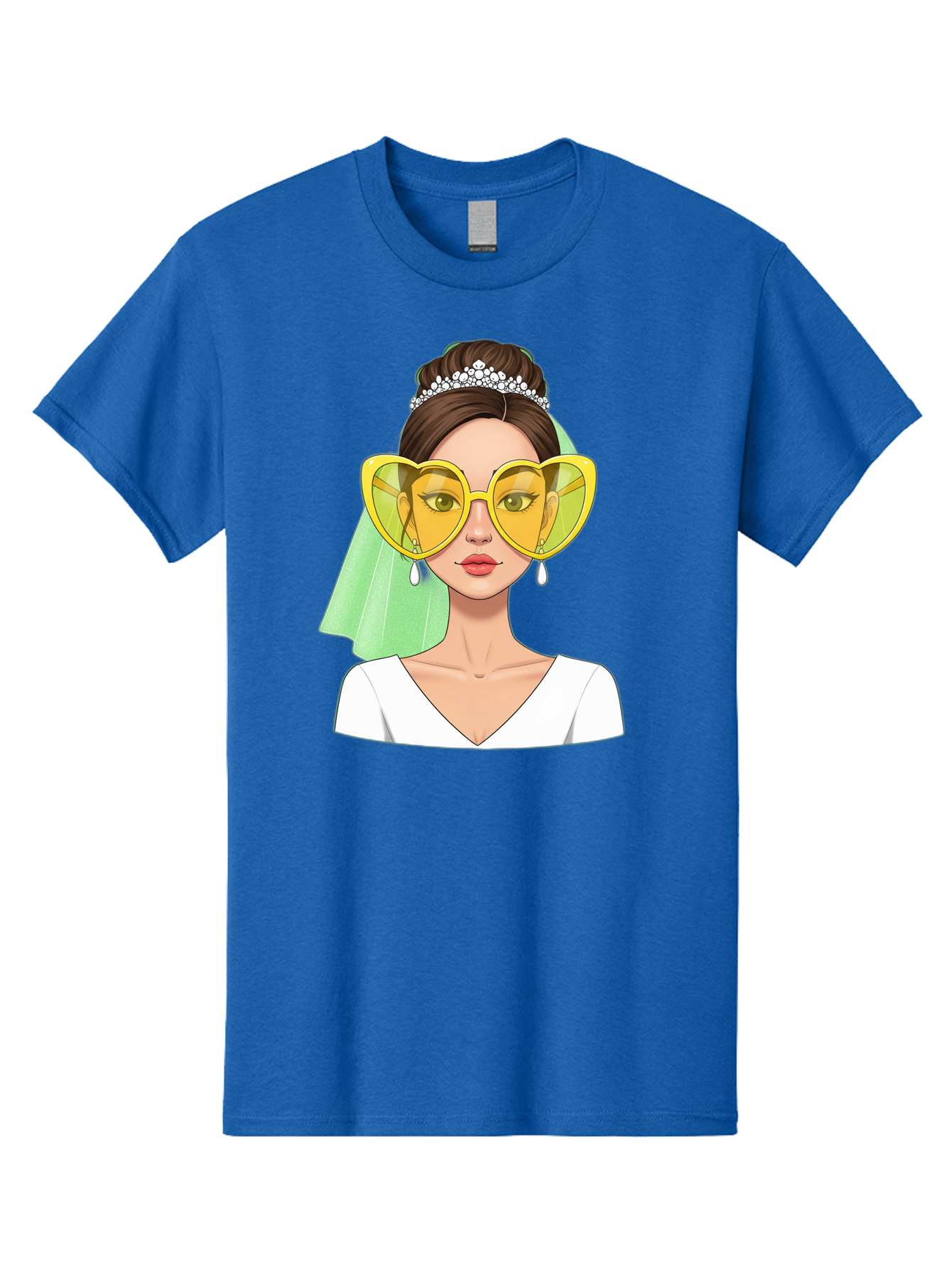 Bride-Heart-Sunglasses Men'S Graphic Tee, 100% Cotton, Comfortable Casual Summer Wear, Machine Washable, Bride With Heart-Shaped Sunglasses, Wedding Accessories, Fashionable Eyewear, Elegant Attire, Wedding Jewelry, Glamorous Look, Baa225