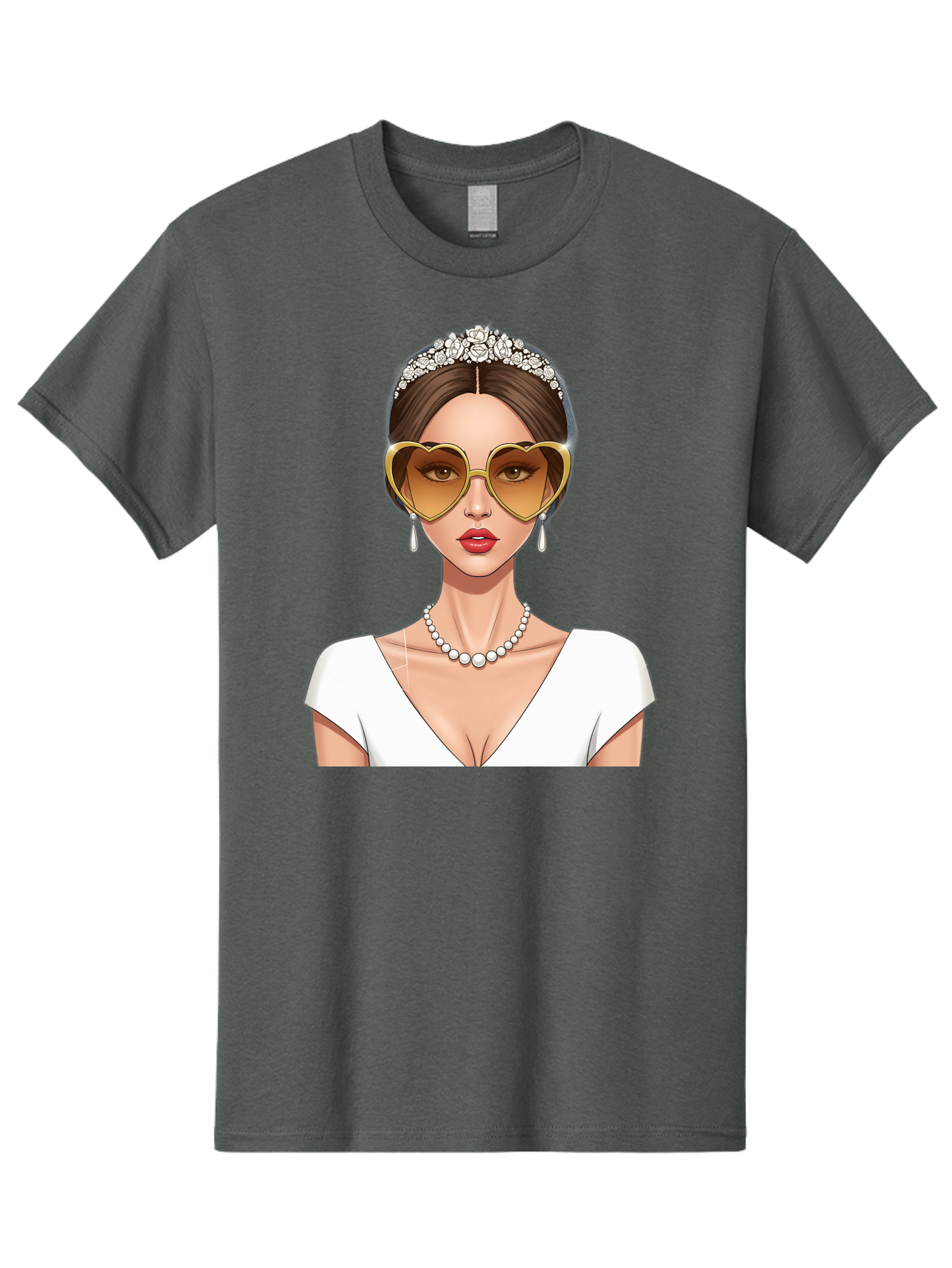 Bride Men'S Graphic Tee, 100% Cotton, Comfortable Casual Summer Wear, Machine Washable, Bride Avatar, White Wedding Dress, Heart-Shaped Sunglasses, Pearl Necklace, Elegant Attire, Glamorous Accessories, Fashionable Design, Luxury Style, Baa234