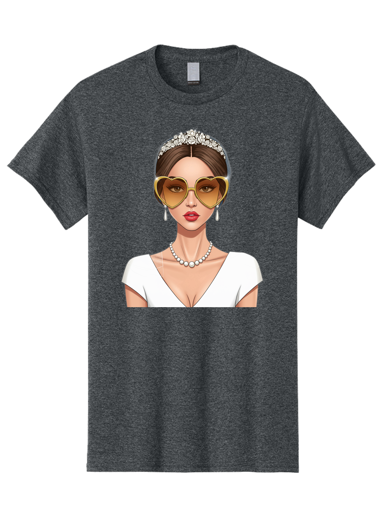 Bride Men'S Graphic Tee, 100% Cotton, Comfortable Casual Summer Wear, Machine Washable, Bride Avatar, White Wedding Dress, Heart-Shaped Sunglasses, Pearl Necklace, Elegant Attire, Glamorous Accessories, Fashionable Design, Luxury Style, Baa234