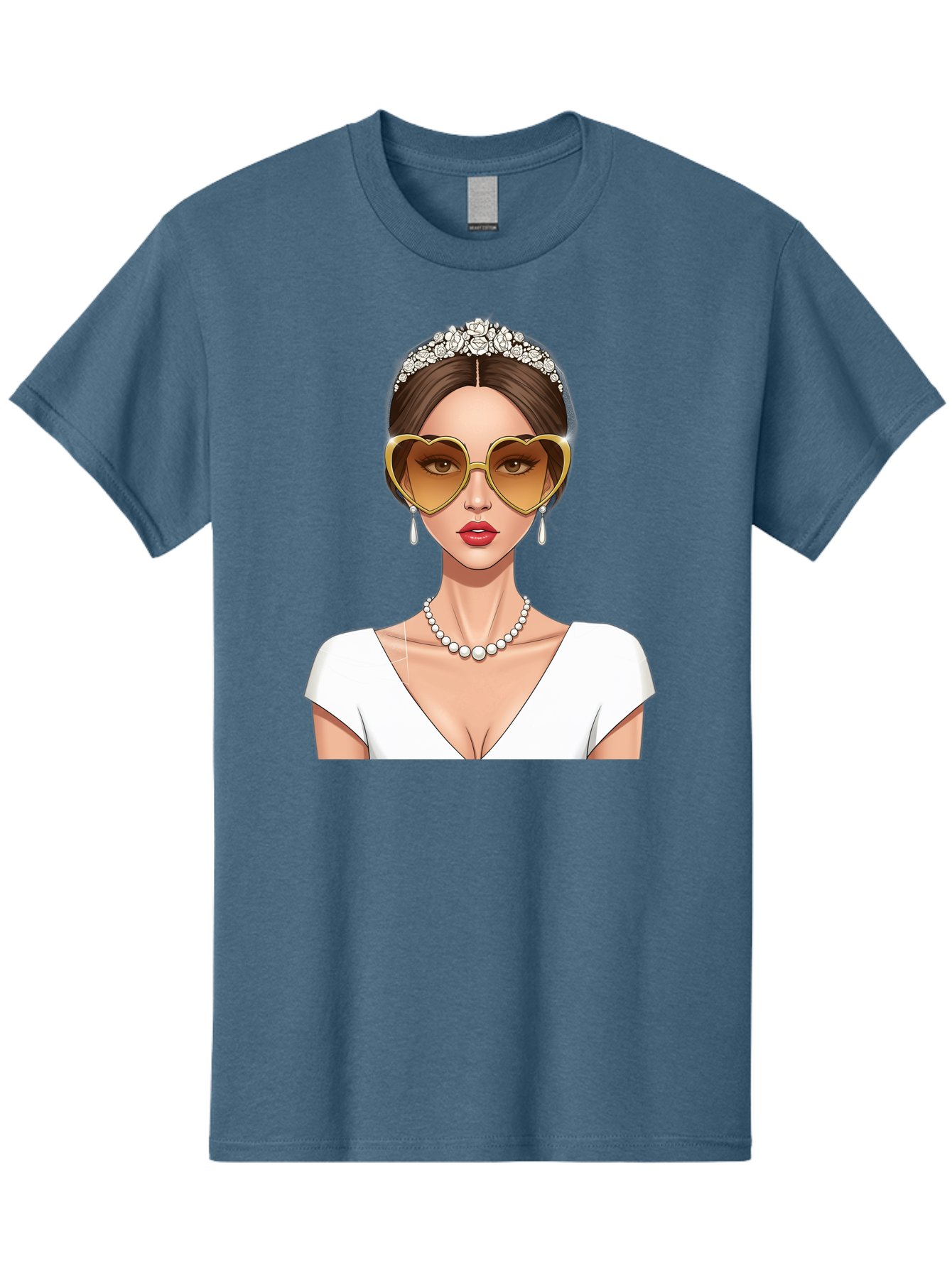 Bride Men'S Graphic Tee, 100% Cotton, Comfortable Casual Summer Wear, Machine Washable, Bride Avatar, White Wedding Dress, Heart-Shaped Sunglasses, Pearl Necklace, Elegant Attire, Glamorous Accessories, Fashionable Design, Luxury Style, Baa234