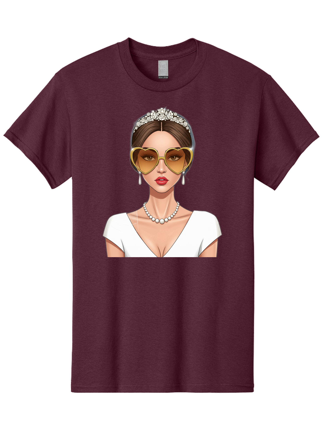Bride Men'S Graphic Tee, 100% Cotton, Comfortable Casual Summer Wear, Machine Washable, Bride Avatar, White Wedding Dress, Heart-Shaped Sunglasses, Pearl Necklace, Elegant Attire, Glamorous Accessories, Fashionable Design, Luxury Style, Baa234