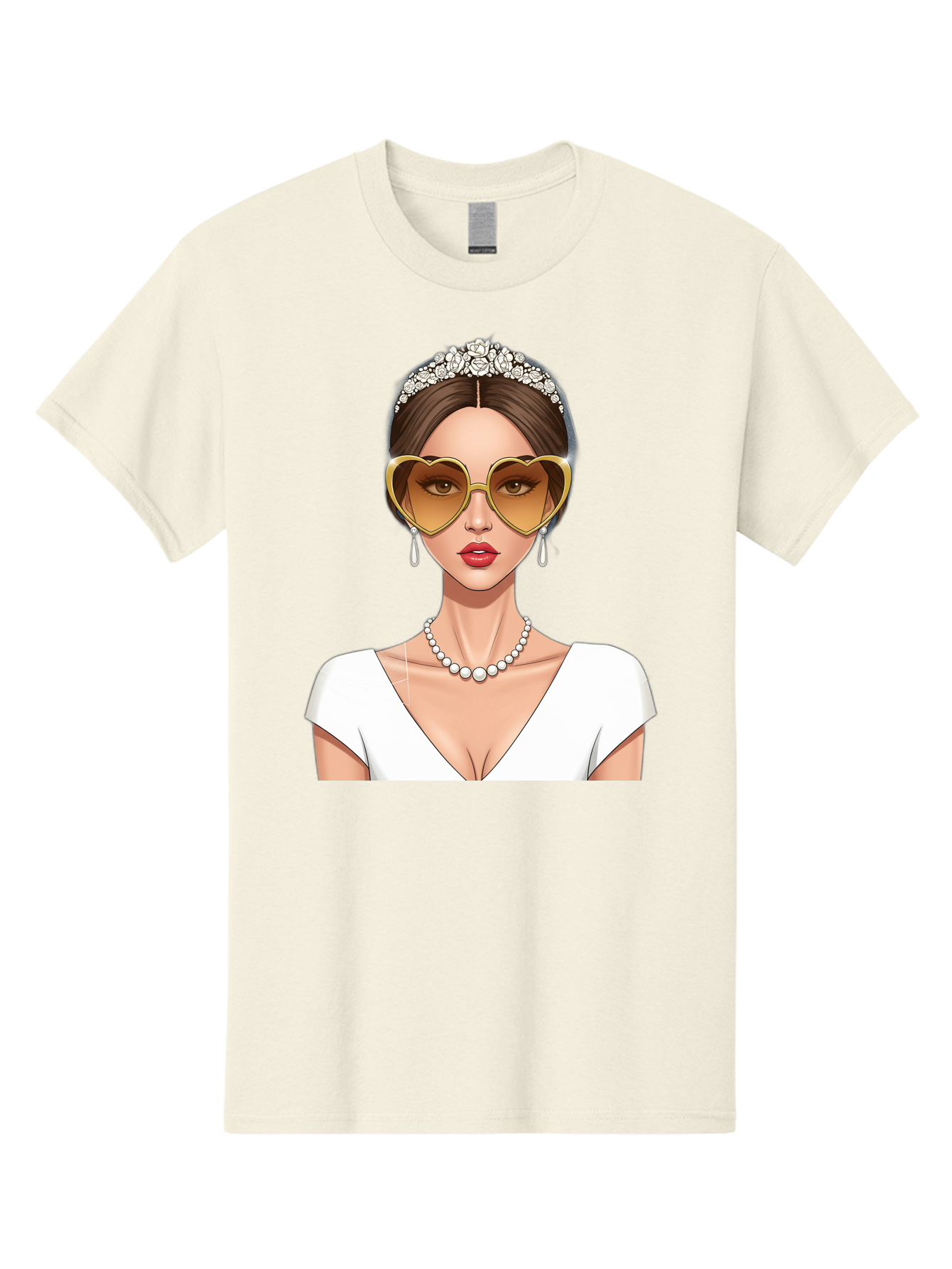 Bride Men'S Graphic Tee, 100% Cotton, Comfortable Casual Summer Wear, Machine Washable, Bride Avatar, White Wedding Dress, Heart-Shaped Sunglasses, Pearl Necklace, Elegant Attire, Glamorous Accessories, Fashionable Design, Luxury Style, Baa234