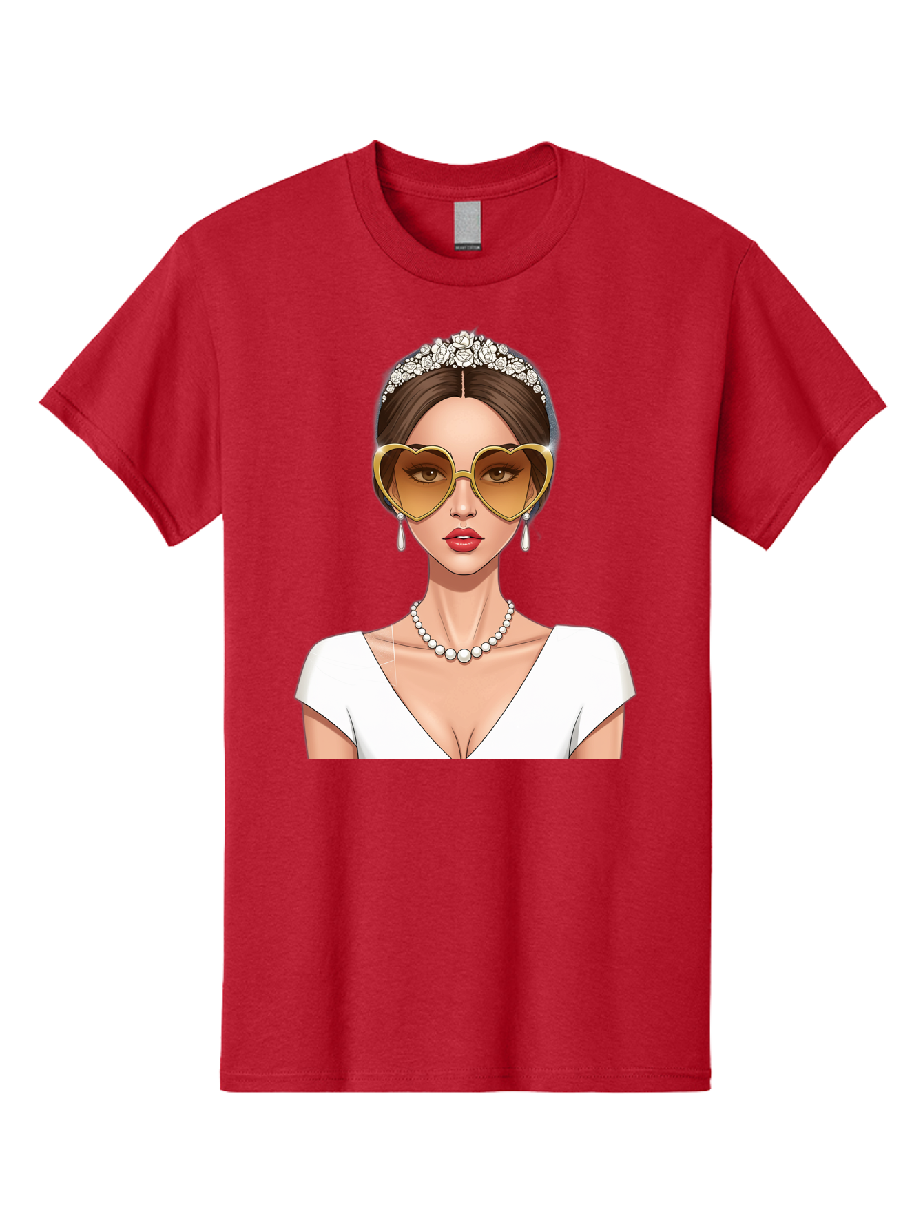 Bride Men'S Graphic Tee, 100% Cotton, Comfortable Casual Summer Wear, Machine Washable, Bride Avatar, White Wedding Dress, Heart-Shaped Sunglasses, Pearl Necklace, Elegant Attire, Glamorous Accessories, Fashionable Design, Luxury Style, Baa234