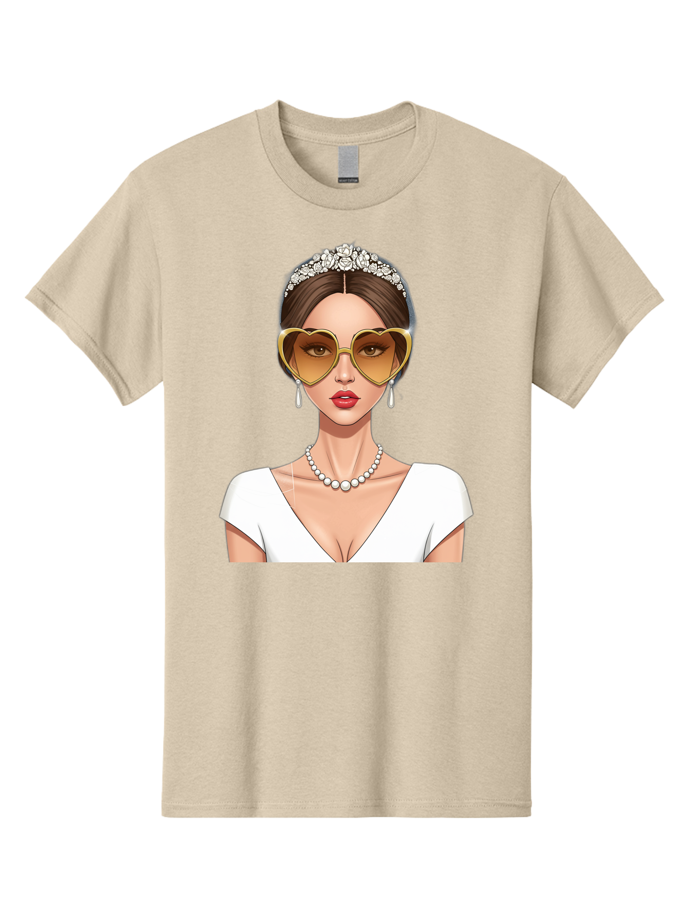 Bride Men'S Graphic Tee, 100% Cotton, Comfortable Casual Summer Wear, Machine Washable, Bride Avatar, White Wedding Dress, Heart-Shaped Sunglasses, Pearl Necklace, Elegant Attire, Glamorous Accessories, Fashionable Design, Luxury Style, Baa234