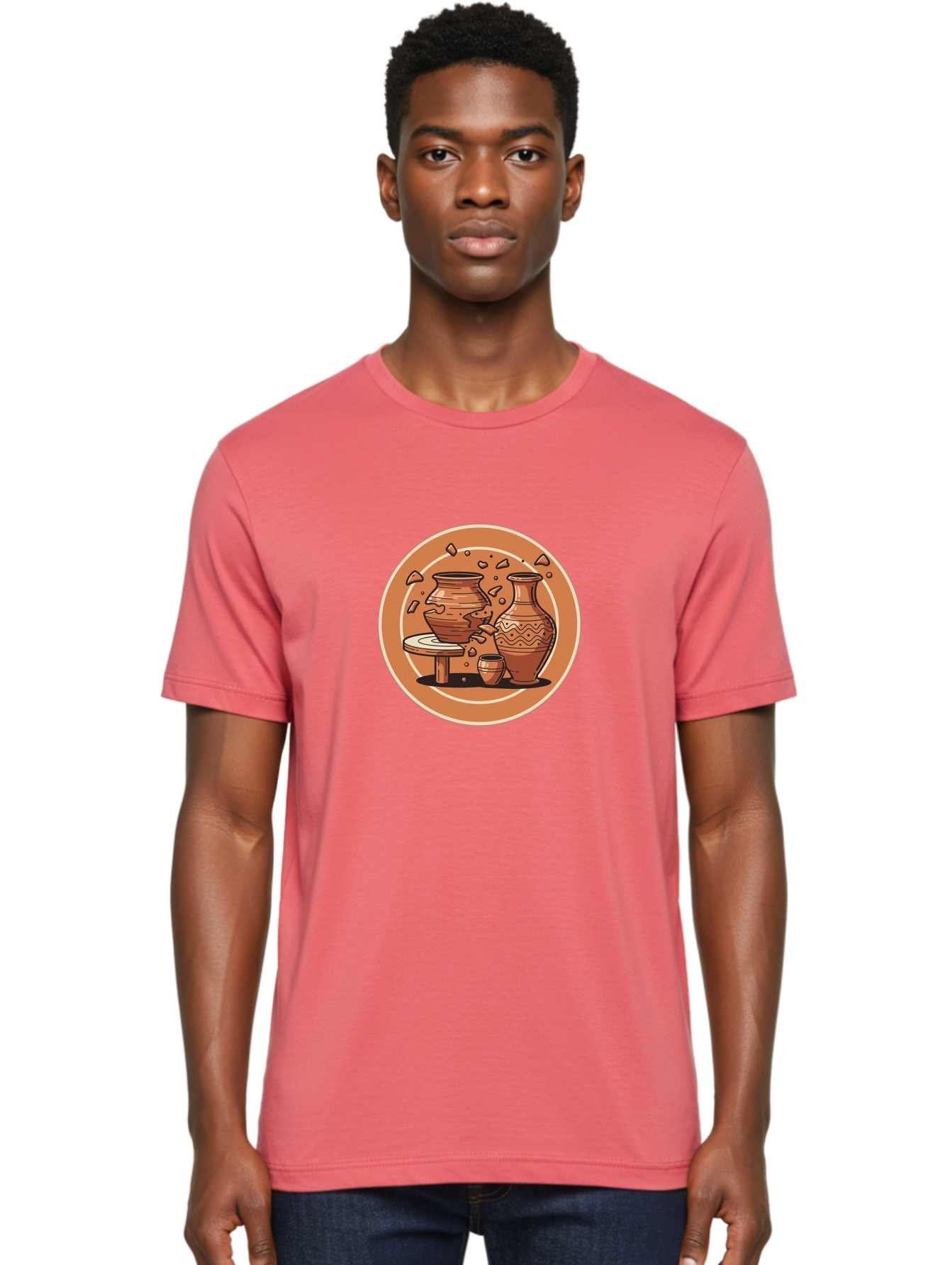 Broken-Clay-Pot Men'S Graphic Tee, 100% Cotton, Comfortable Casual Summer Wear, Machine Washable, Clay Pots, Pottery, Ceramics, Broken Pieces, Potter'S Wheel, Handmade Craftsmanship, Earthy Tones, Traditional Art, Cultural Heritage Baa236