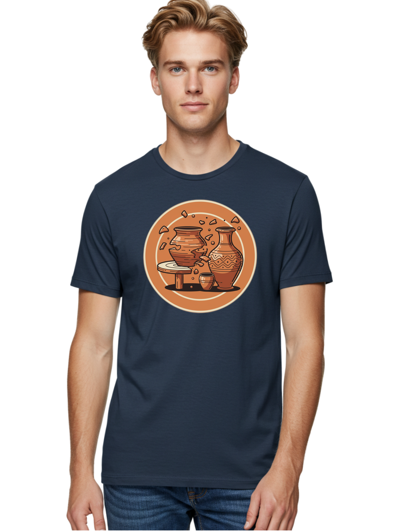 Broken-Clay-Pot Men'S Graphic Tee, 100% Cotton, Comfortable Casual Summer Wear, Machine Washable, Clay Pots, Pottery, Ceramics, Broken Pieces, Potter'S Wheel, Handmade Craftsmanship, Earthy Tones, Traditional Art, Cultural Heritage Baa236
