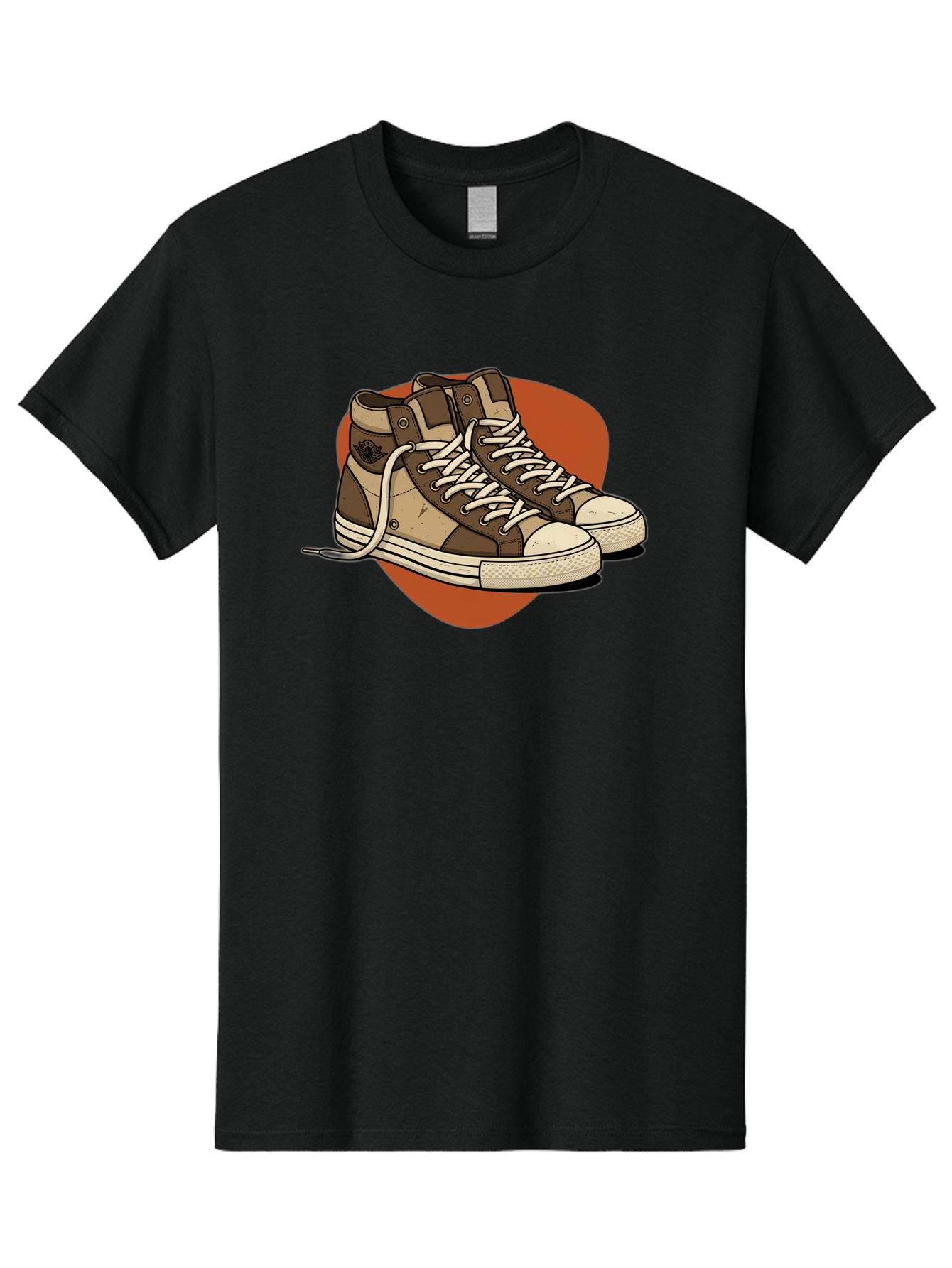 Brown-Converse-Sneakers Men'S Graphic Tee, 100% Cotton, Comfortable Casual Summer Wear, Machine Washable, Converse Shoes, High-Top Sneakers, Brown And Tan Sneakers, Casual Footwear, Fashion Sneakers, Streetwear Style, Laced Shoes, Baa238