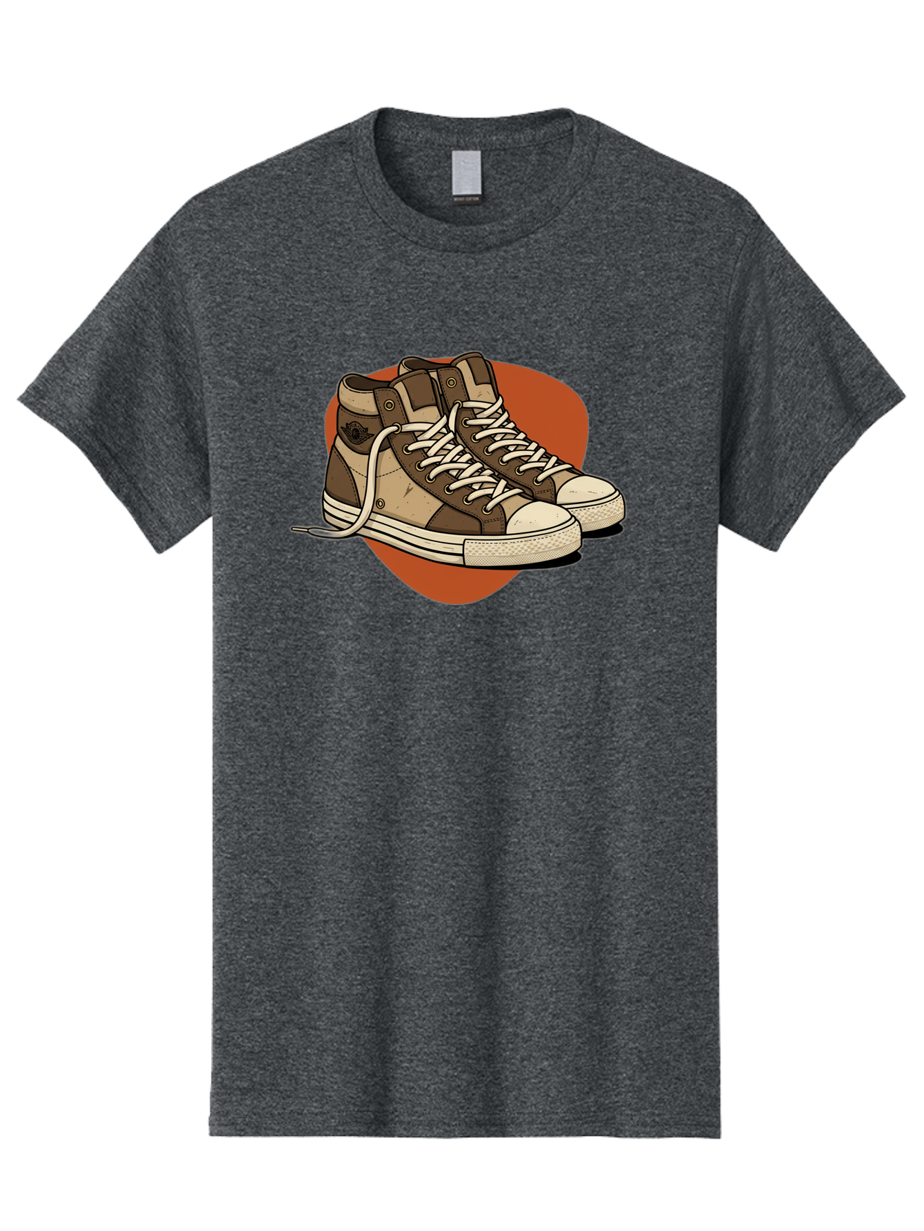 Brown-Converse-Sneakers Men'S Graphic Tee, 100% Cotton, Comfortable Casual Summer Wear, Machine Washable, Converse Shoes, High-Top Sneakers, Brown And Tan Sneakers, Casual Footwear, Fashion Sneakers, Streetwear Style, Laced Shoes, Baa238