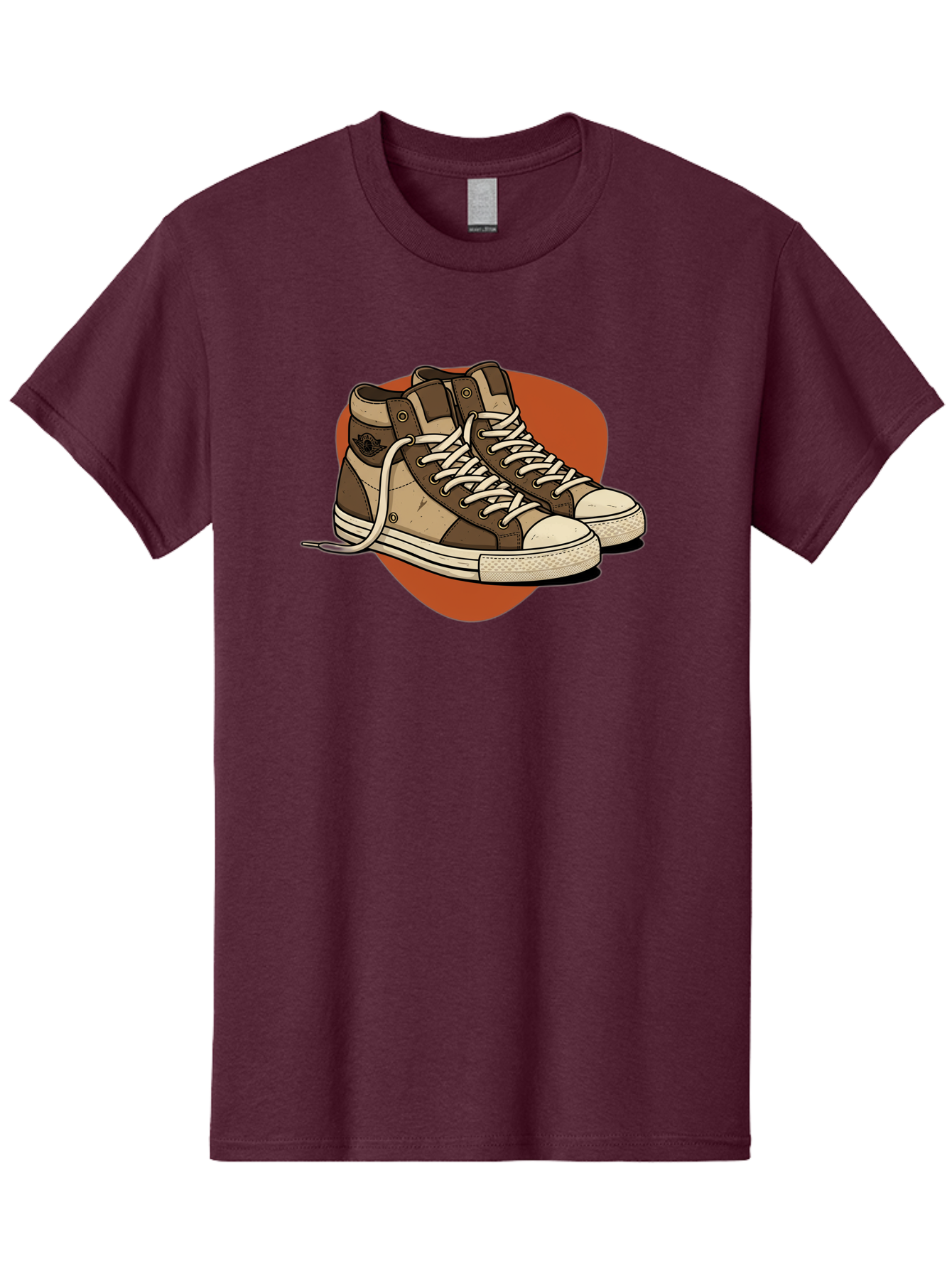 Brown-Converse-Sneakers Men'S Graphic Tee, 100% Cotton, Comfortable Casual Summer Wear, Machine Washable, Converse Shoes, High-Top Sneakers, Brown And Tan Sneakers, Casual Footwear, Fashion Sneakers, Streetwear Style, Laced Shoes, Baa238