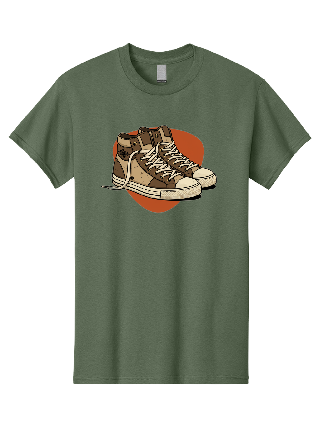 Brown-Converse-Sneakers Men'S Graphic Tee, 100% Cotton, Comfortable Casual Summer Wear, Machine Washable, Converse Shoes, High-Top Sneakers, Brown And Tan Sneakers, Casual Footwear, Fashion Sneakers, Streetwear Style, Laced Shoes, Baa238