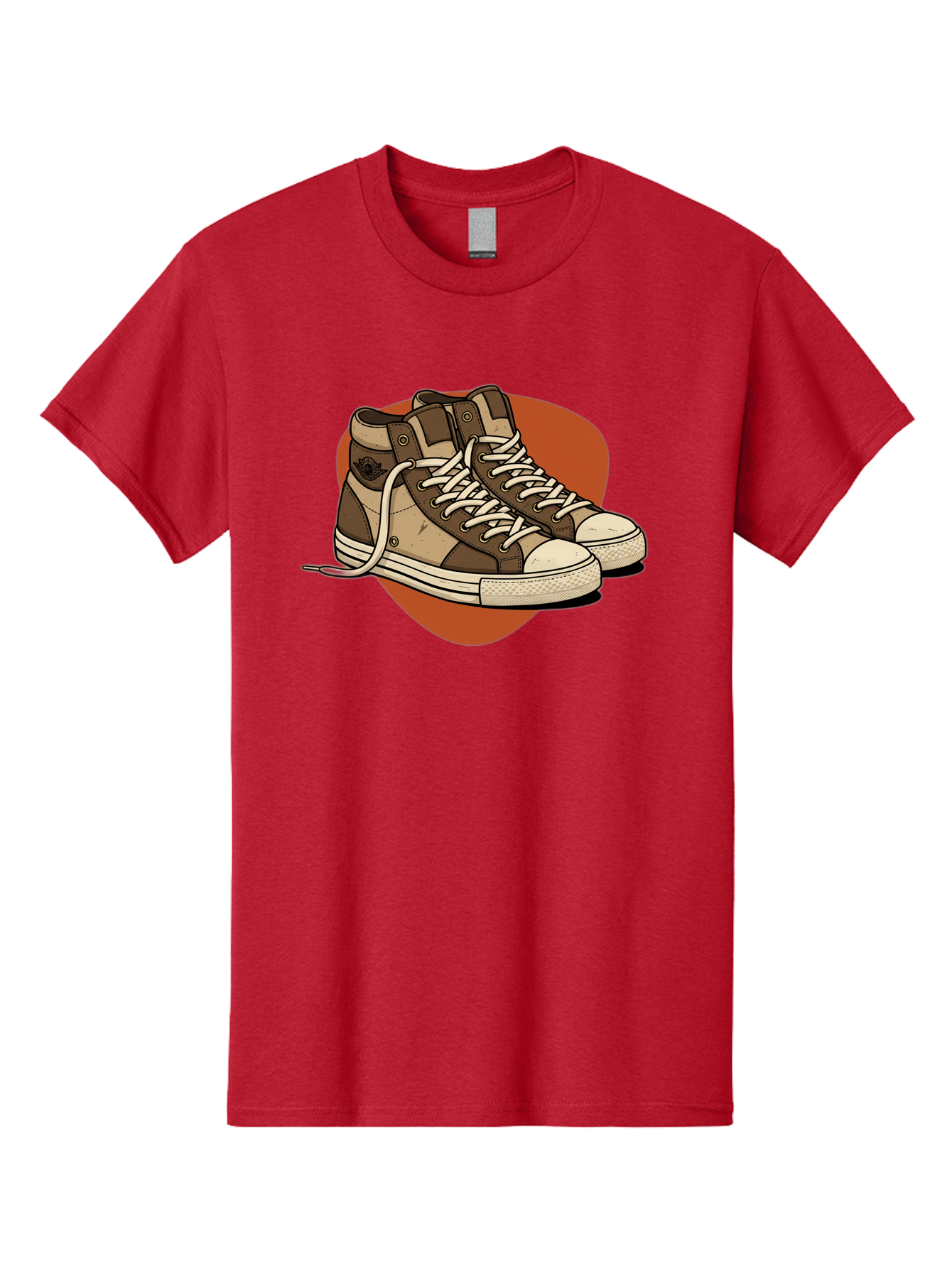 Brown-Converse-Sneakers Men'S Graphic Tee, 100% Cotton, Comfortable Casual Summer Wear, Machine Washable, Converse Shoes, High-Top Sneakers, Brown And Tan Sneakers, Casual Footwear, Fashion Sneakers, Streetwear Style, Laced Shoes, Baa238