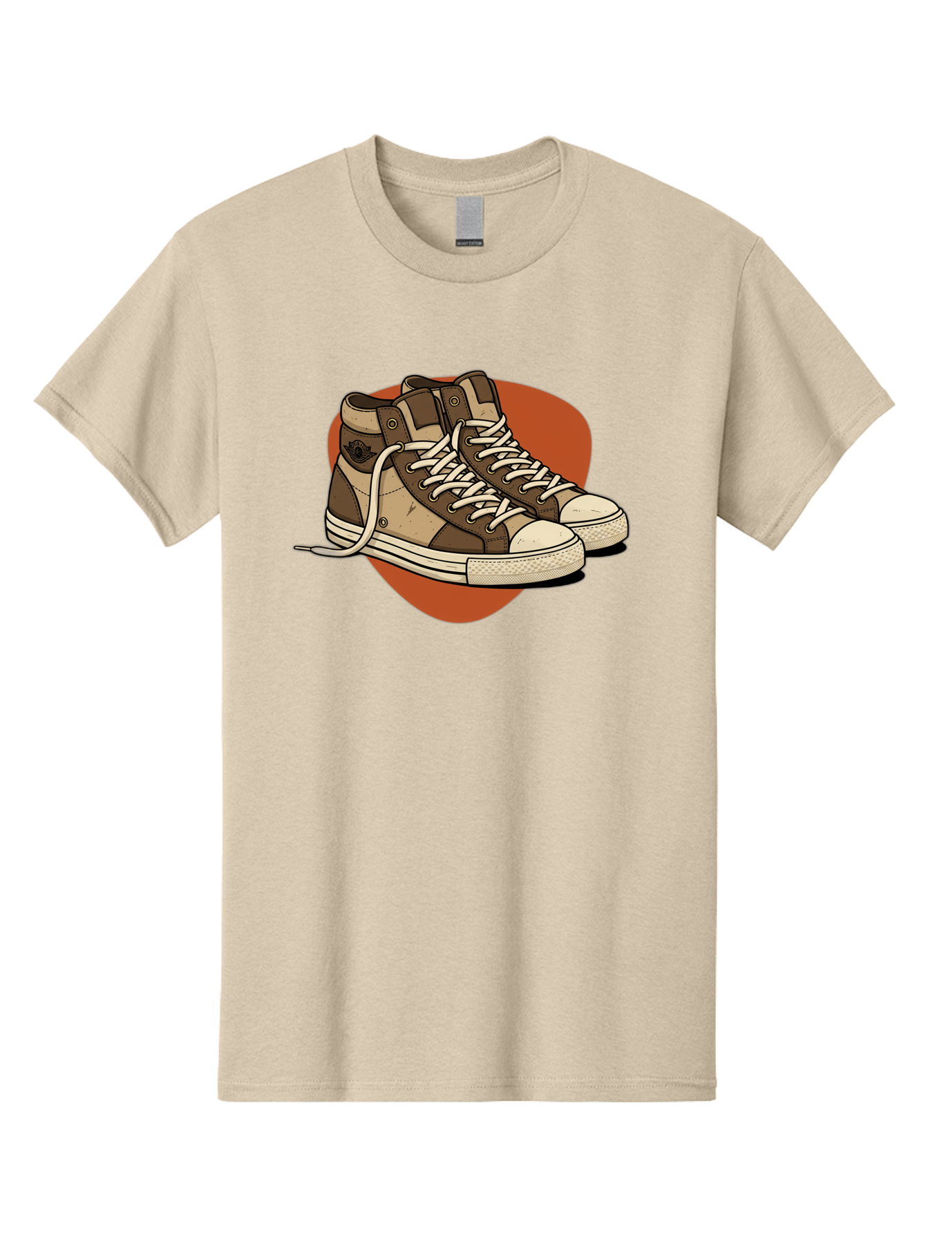 Brown-Converse-Sneakers Men'S Graphic Tee, 100% Cotton, Comfortable Casual Summer Wear, Machine Washable, Converse Shoes, High-Top Sneakers, Brown And Tan Sneakers, Casual Footwear, Fashion Sneakers, Streetwear Style, Laced Shoes, Baa238