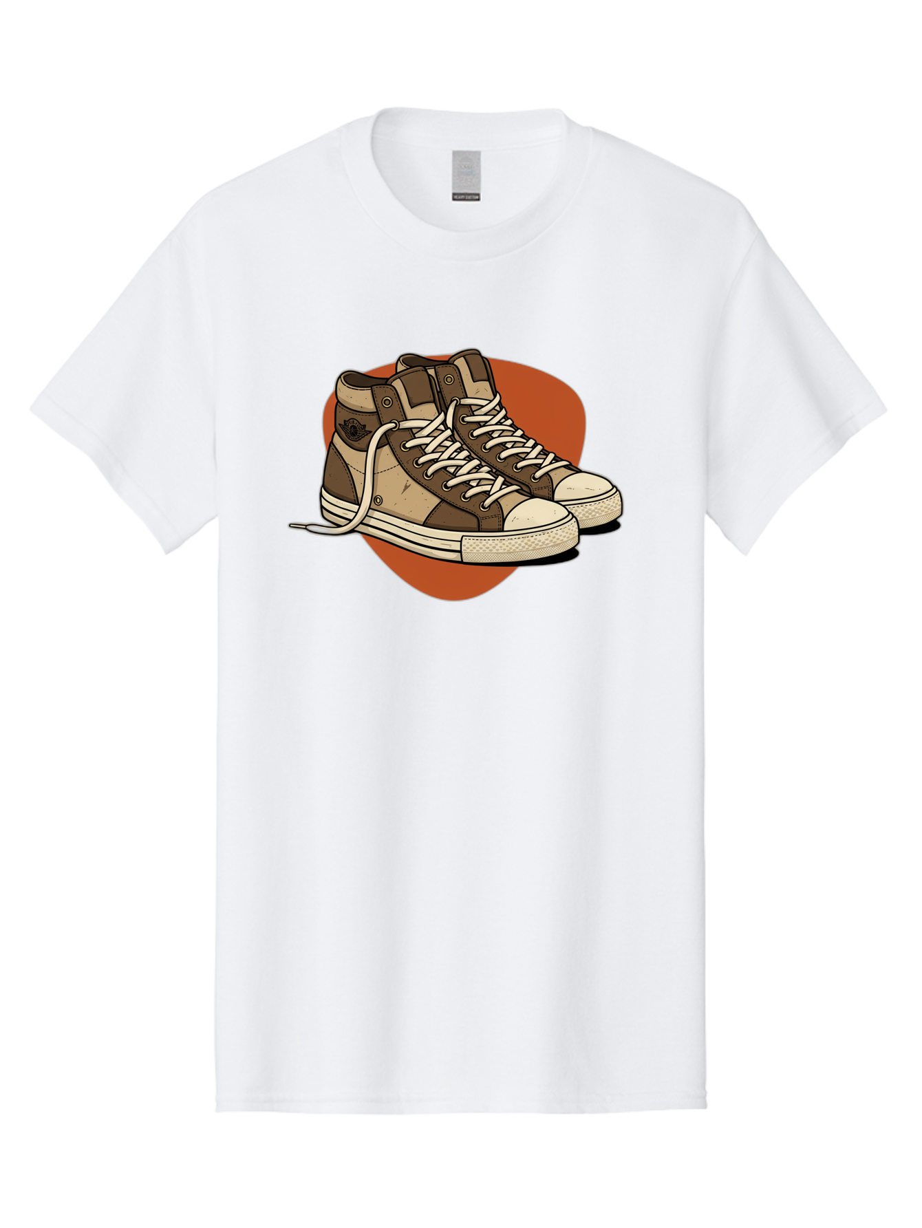 Brown-Converse-Sneakers Men'S Graphic Tee, 100% Cotton, Comfortable Casual Summer Wear, Machine Washable, Converse Shoes, High-Top Sneakers, Brown And Tan Sneakers, Casual Footwear, Fashion Sneakers, Streetwear Style, Laced Shoes, Baa238